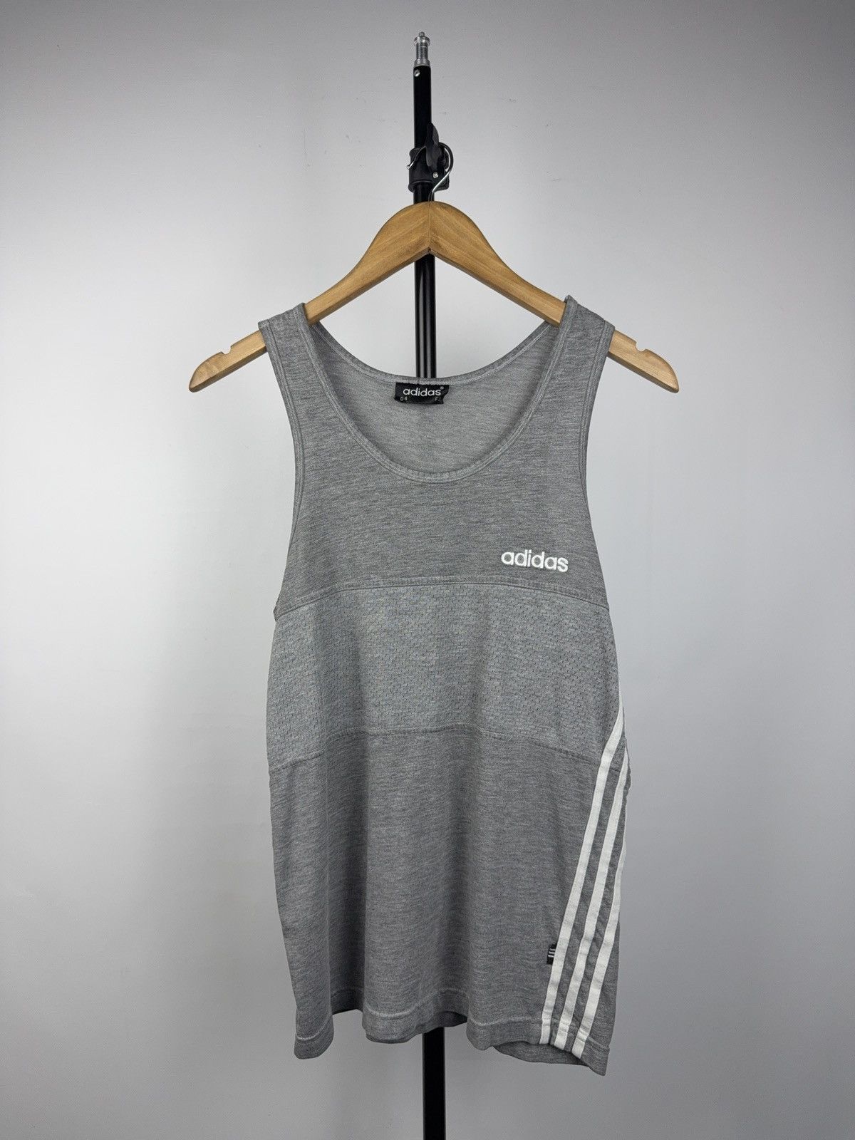 Adidas Vintage 90s Adidas Grey Tank Top 3-Stripes Athletic Singlet Size US S / EU 44-46 / 1 - 1 Thumbnail