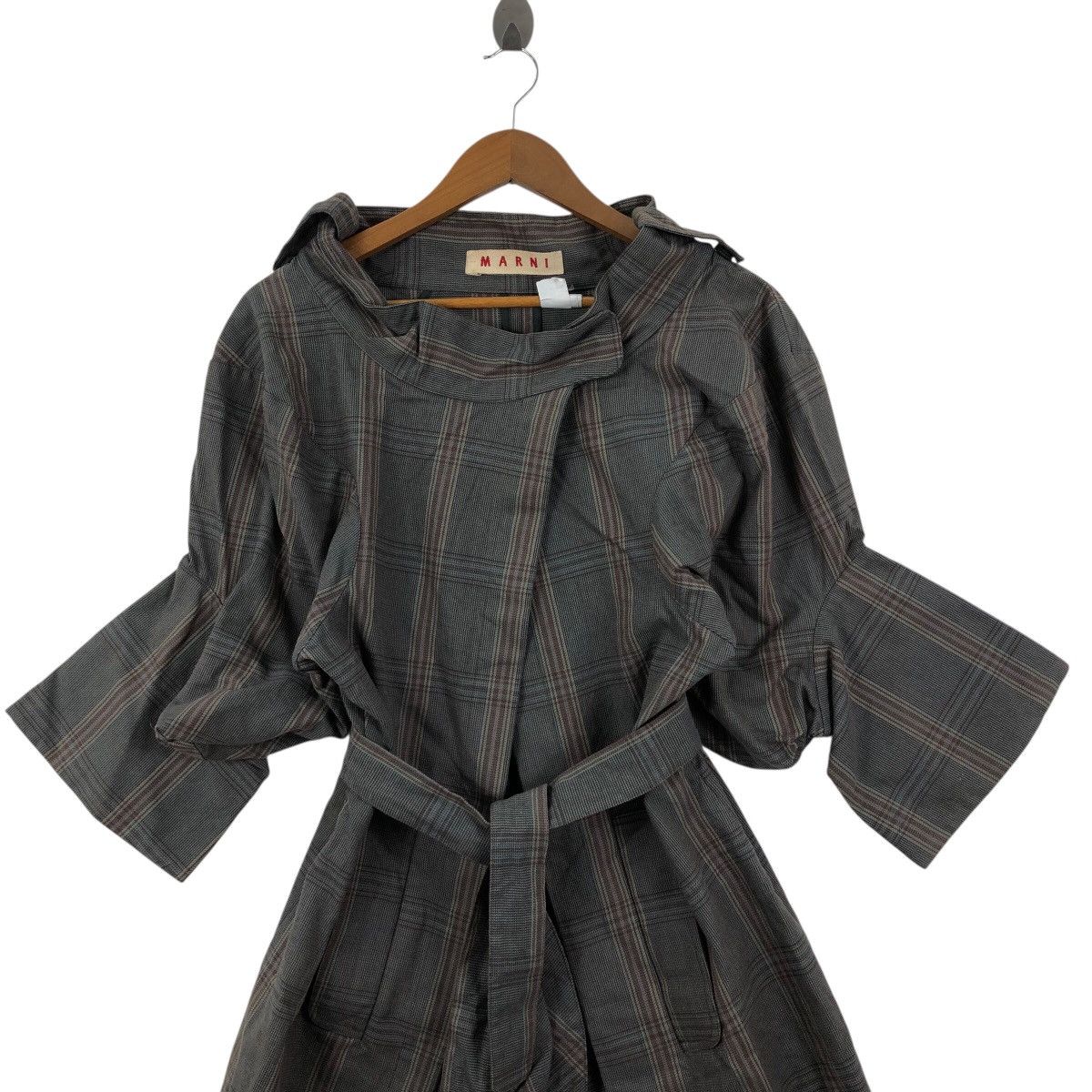 Marni Archival Marni Plaid Puffed Sleeve Belted Trench Coat IT 40 Size S / US 4 / IT 40 - 2 Thumbnail
