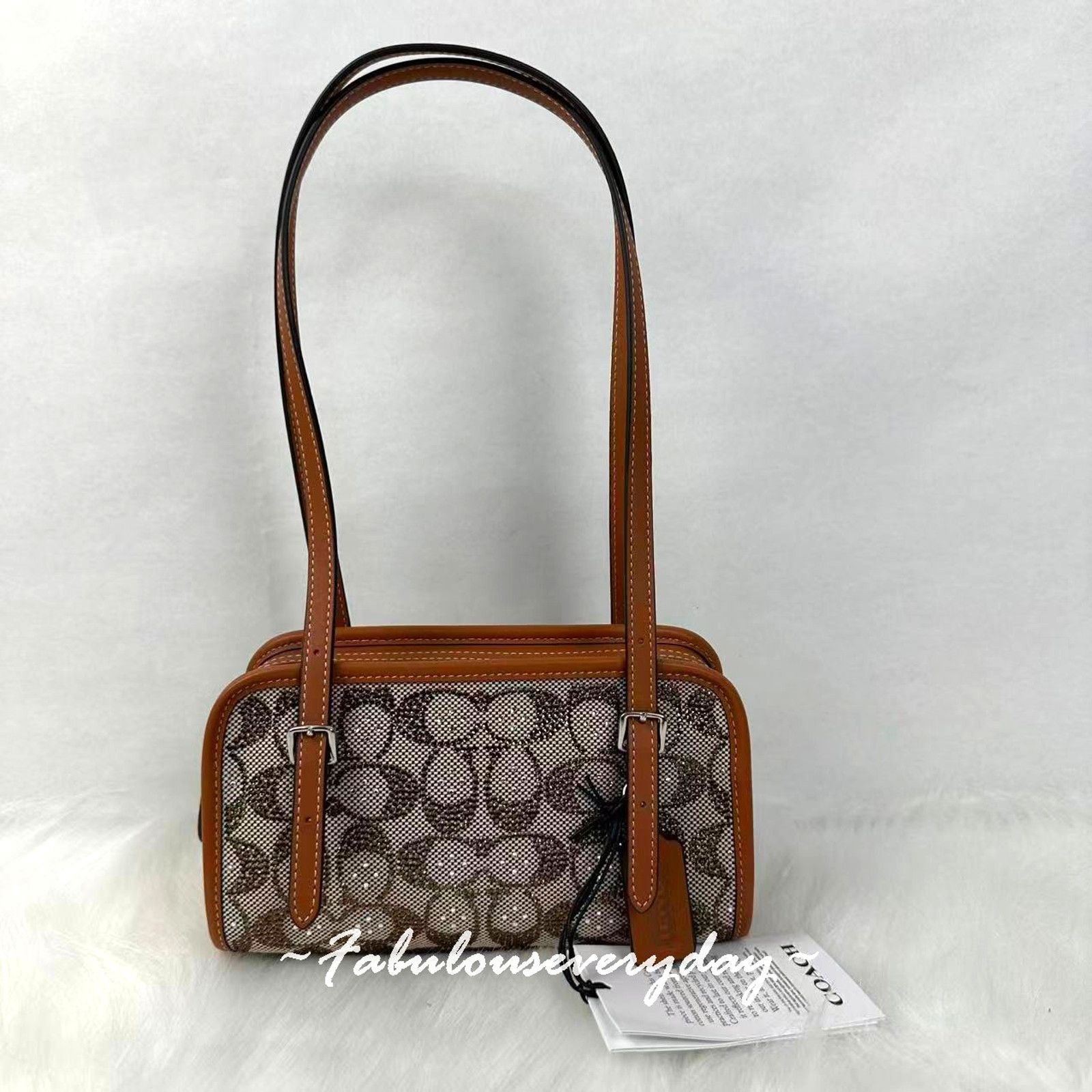 Coach Coach Swing 20 Crystal Sig Jacquard Silver/Burnished Amber Size ONE SIZE - 1 Thumbnail