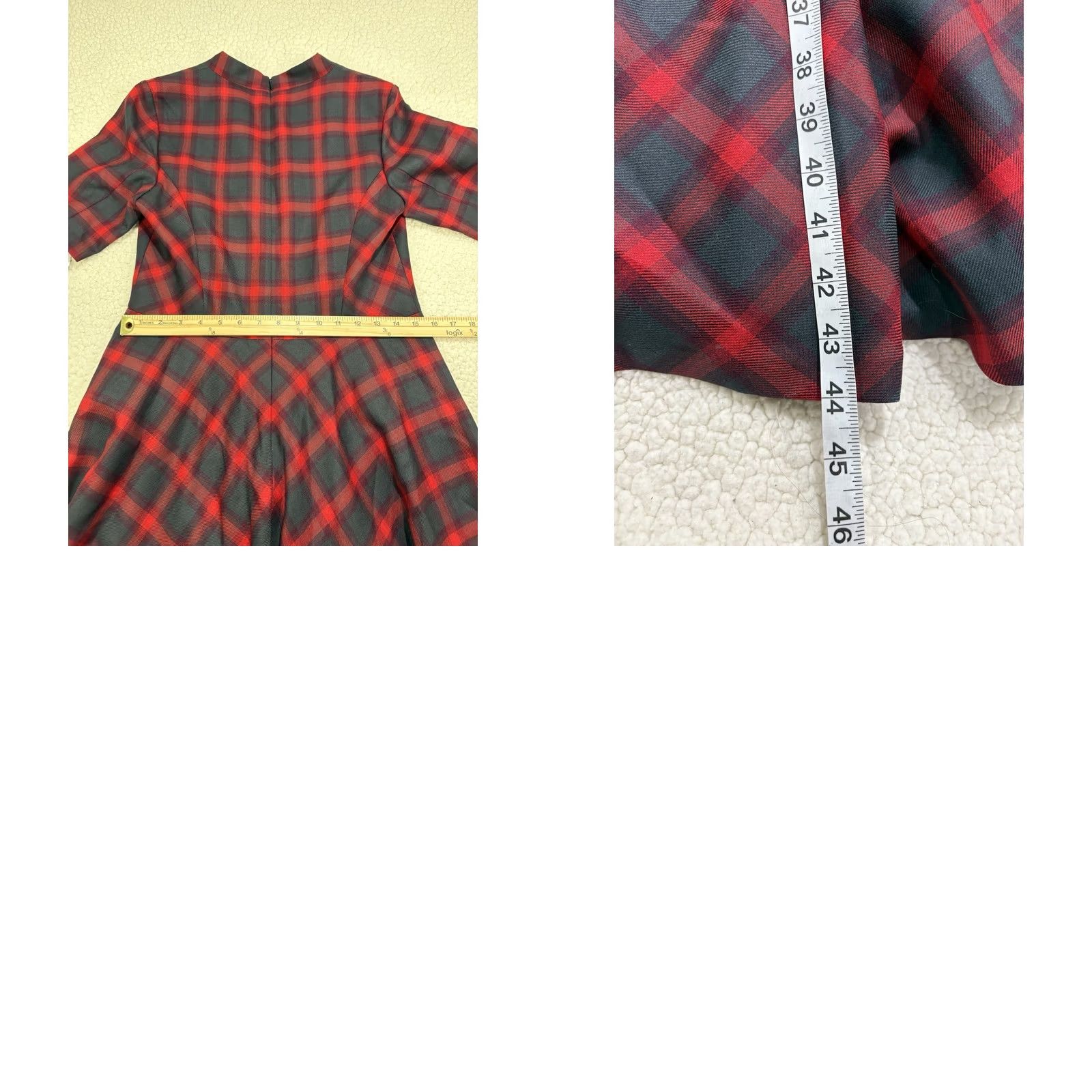 Pendleton Pendleton Dress 100% Virgin Wool Plaid V-Neck Red Midi A-Line Women 8 NWT USA Size M / US 6-8 / IT 42-44 - 8 Thumbnail