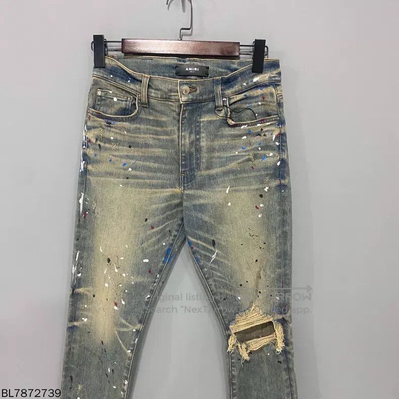 Amiri Amiri Size 31 Yellow mud distressed ink-dyed jeans Size US 31 - 2 Thumbnail