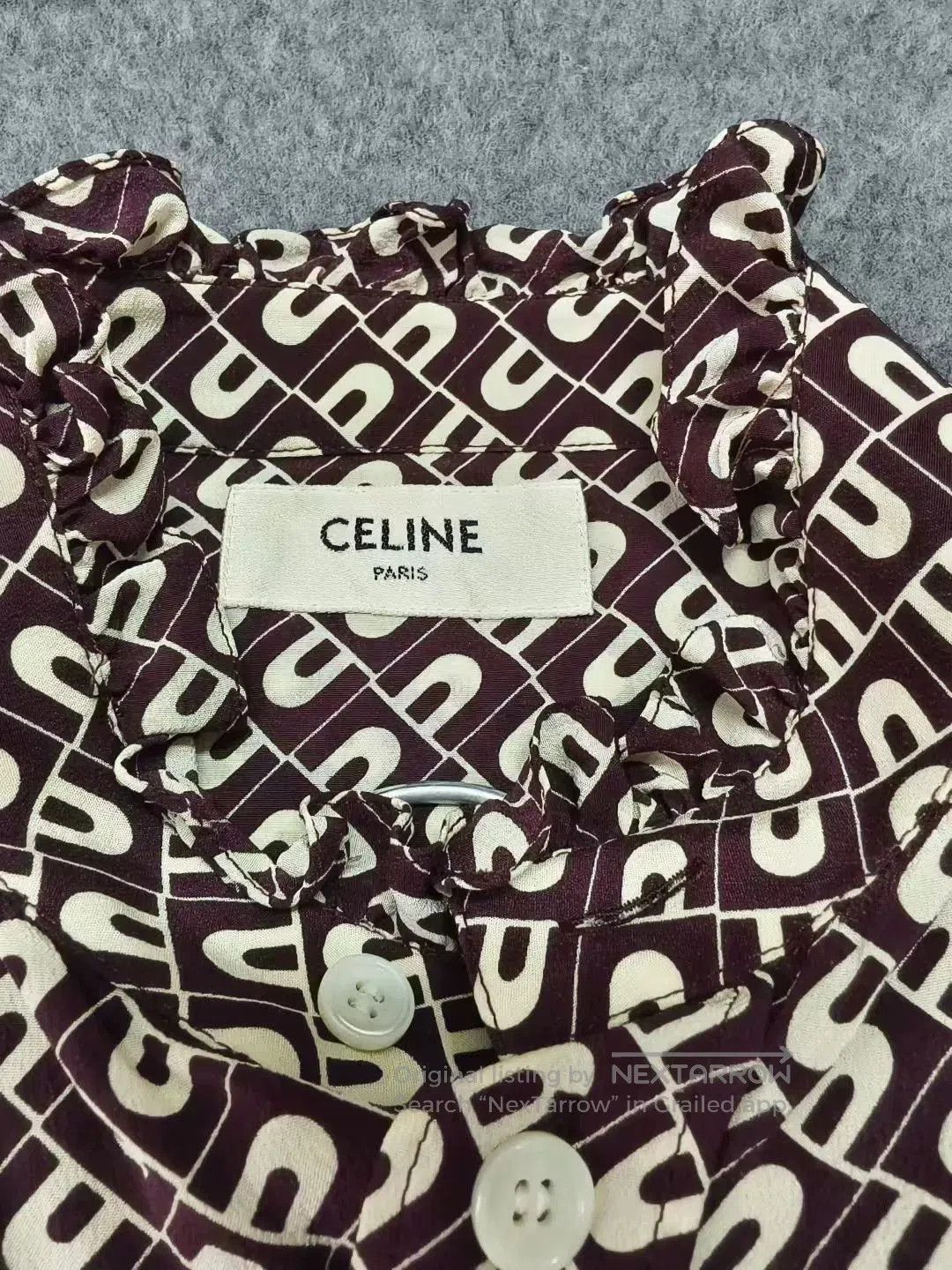 Celine Celine Printed Silk Ruffled Shirt. Size XXS / US 00 / IT 34 - 3 Thumbnail
