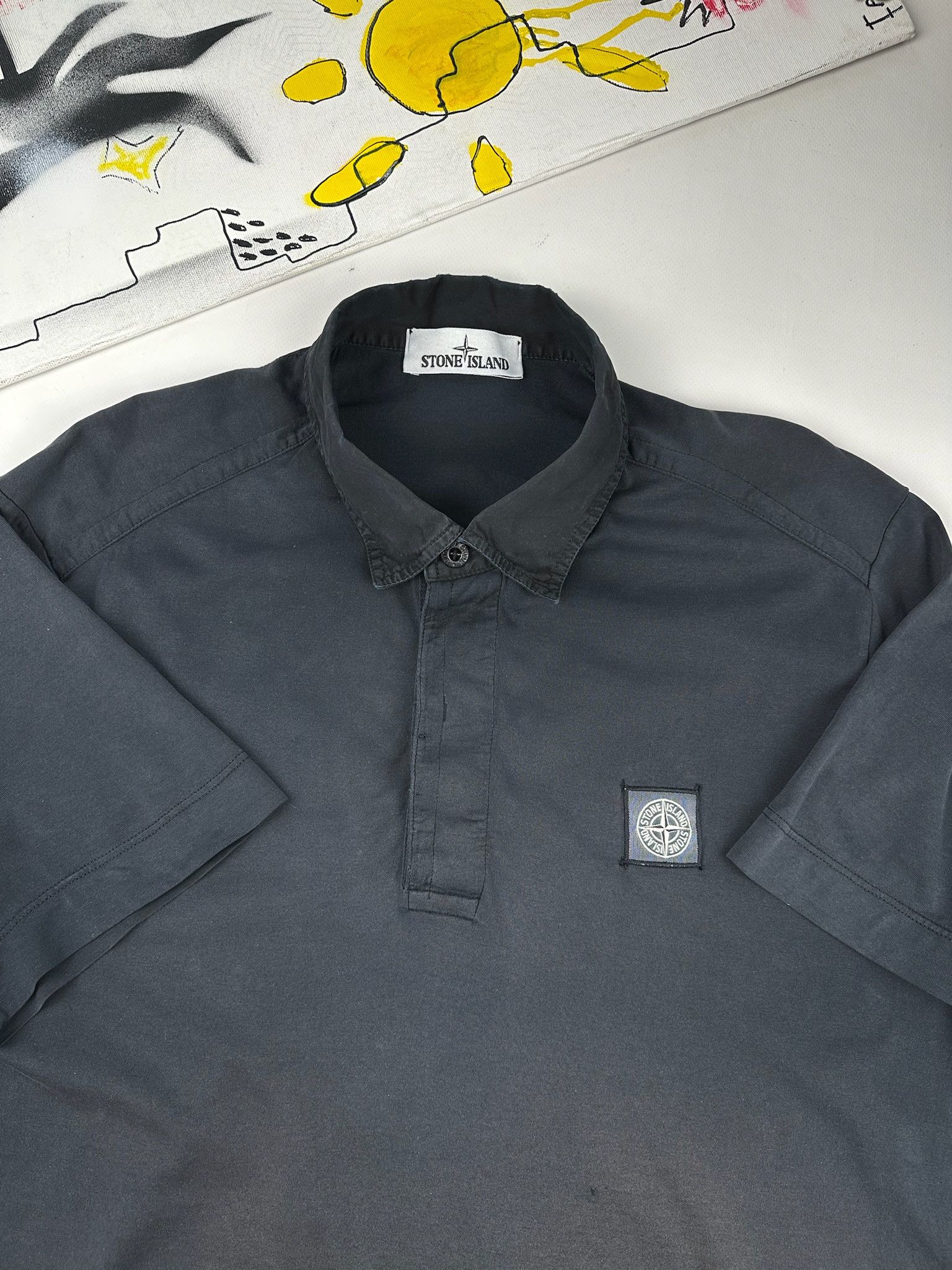 Massimo Osti Stone Island Polo T-shirt Patch Program Box Logo Tee faded Size US XL / EU 56 / 4 - 15 Thumbnail