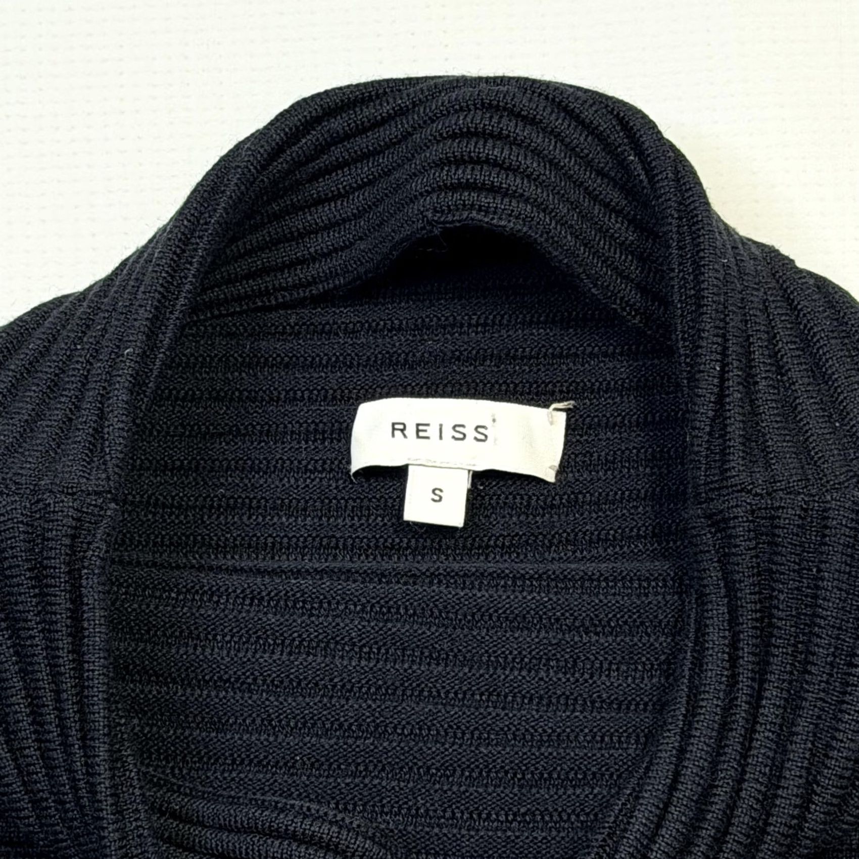 Reiss REISS Sweater Pullover Womens Small Black Ribbed Textured Mock Neck Wool Blend Knit Pullover Size S / US 4 / IT 40 - 5 Thumbnail