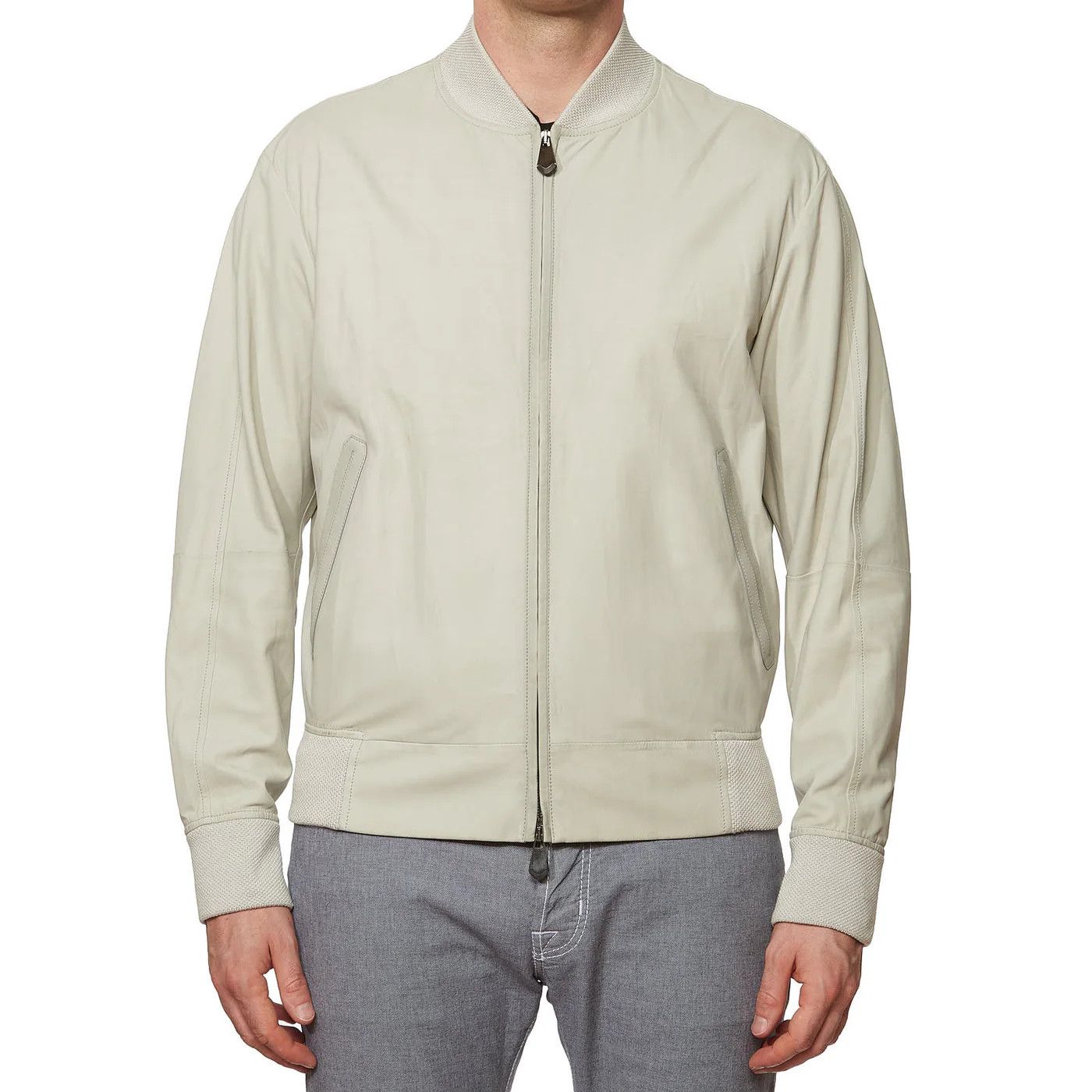 Berluti BERLUTI Paris Cream Calfskin Leather Unlined Bomber Jacket Size US M / EU 48-50 / 2 - 1 Thumbnail