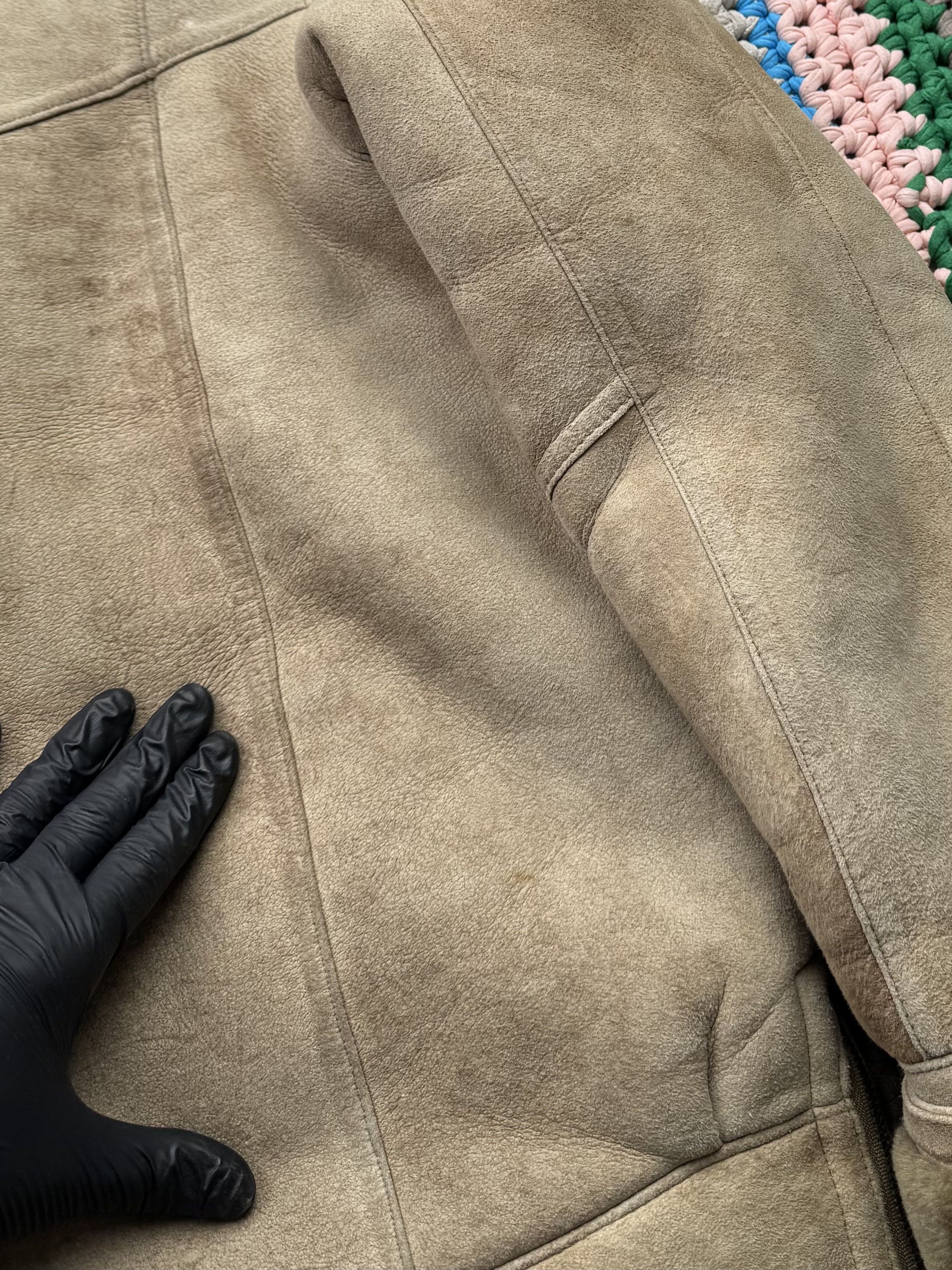 Japanese Brand Vintage Real Sheepskin Coat With Asymmetry Zip (ET1)(D15) Size US L / EU 52-54 / 3 - 17 Thumbnail