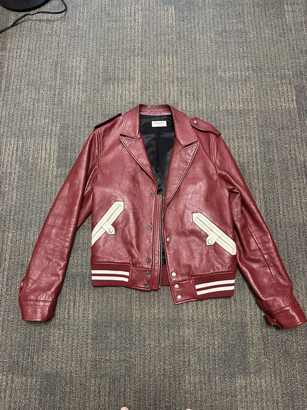 さ*だ様 SAINT LAURENT テディ プリーツ加工レッドジャケット 46 Leather jacket Saint Laurent Red size 46 FR in Leather