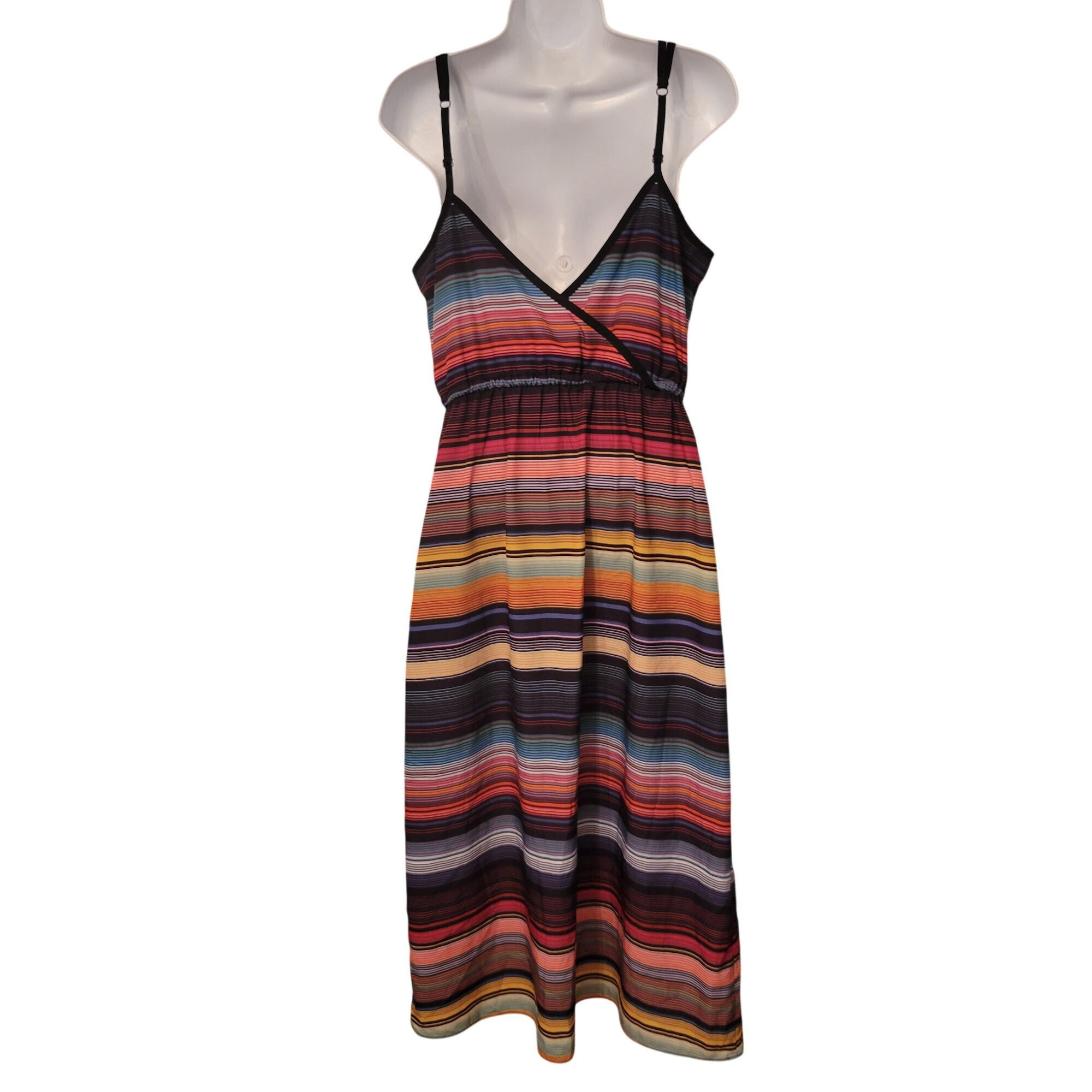 Athleta Athleta S Rainbow Stripe Maxi Dress Summer HAVANA SERAPE Cru Size S / US 4 / IT 40 - 4 Thumbnail