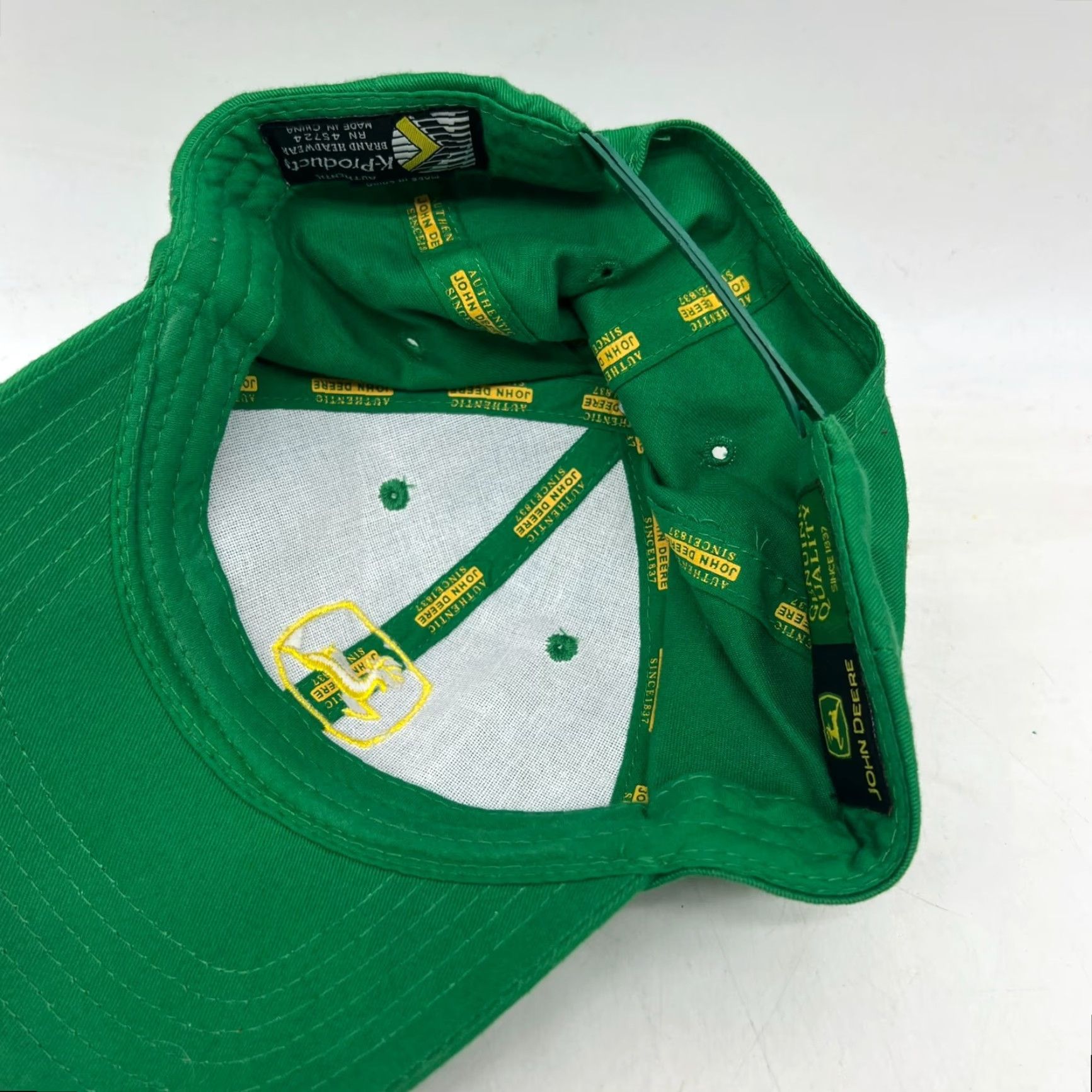 John Deere John Deere Trucker Hat Cap Green Adjustable Adult Men One Size USA 80s 90s Casual Workwear Summer Spring Fall Green Cotton Knit Solid Blue Bill Stitch Size ONE SIZE - 5 Thumbnail
