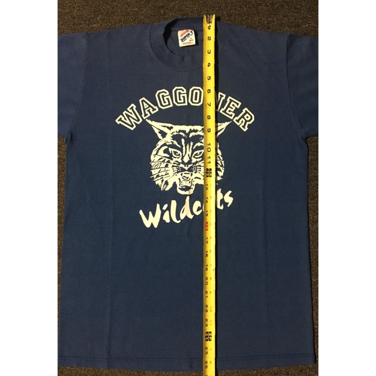 Jerzees VINTAGE 90s Waggoner Wildcats Faded Shirt M Single Stitch USA Track School PE Grunge Size US M / EU 48-50 / 2 - 8 Thumbnail