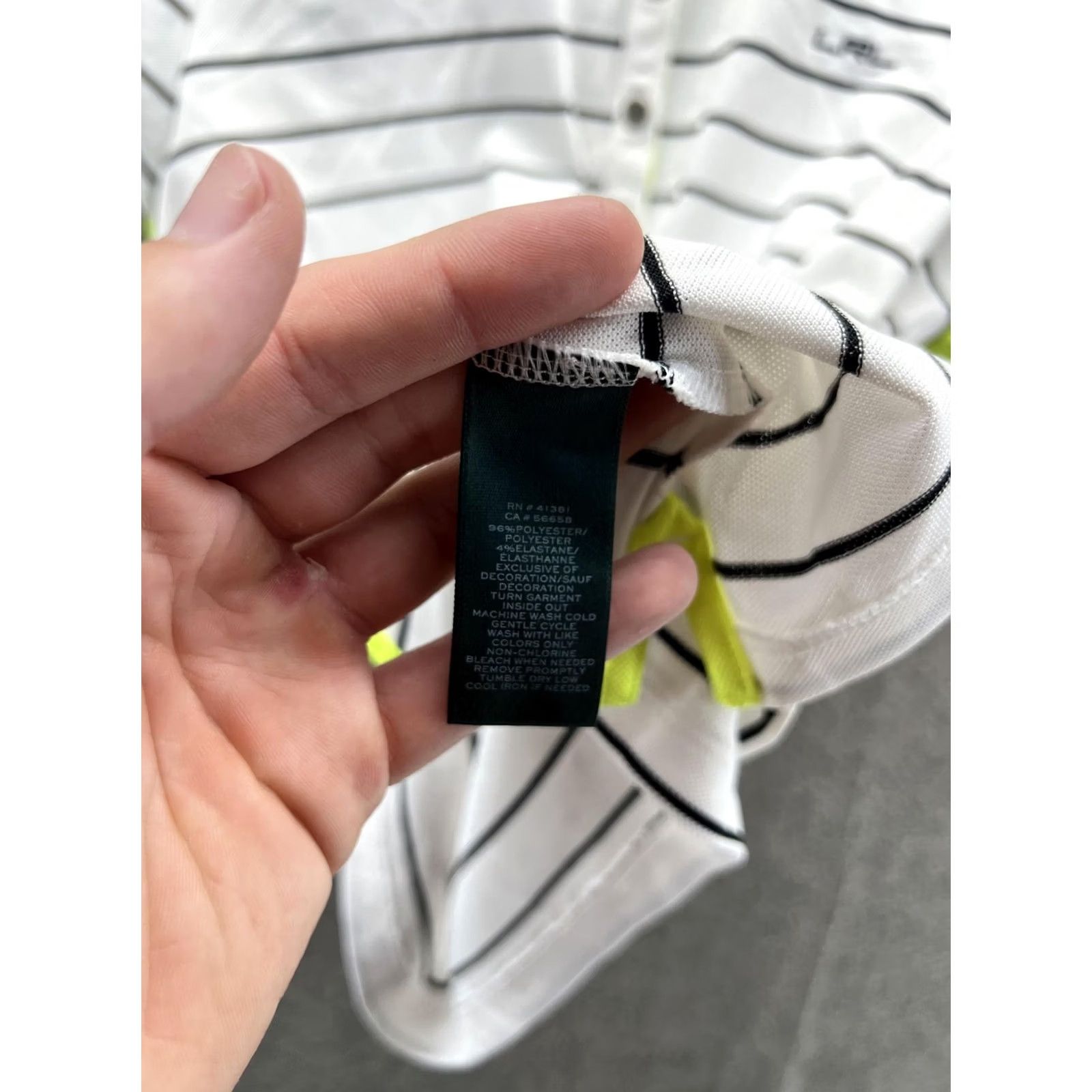 Ralph Lauren Lauren Ralph Lauren Polo Shirt Womens XL White Stripe Neon Yellow Trim Top Size XL / US 12-14 / IT 48-50 - 6 Thumbnail