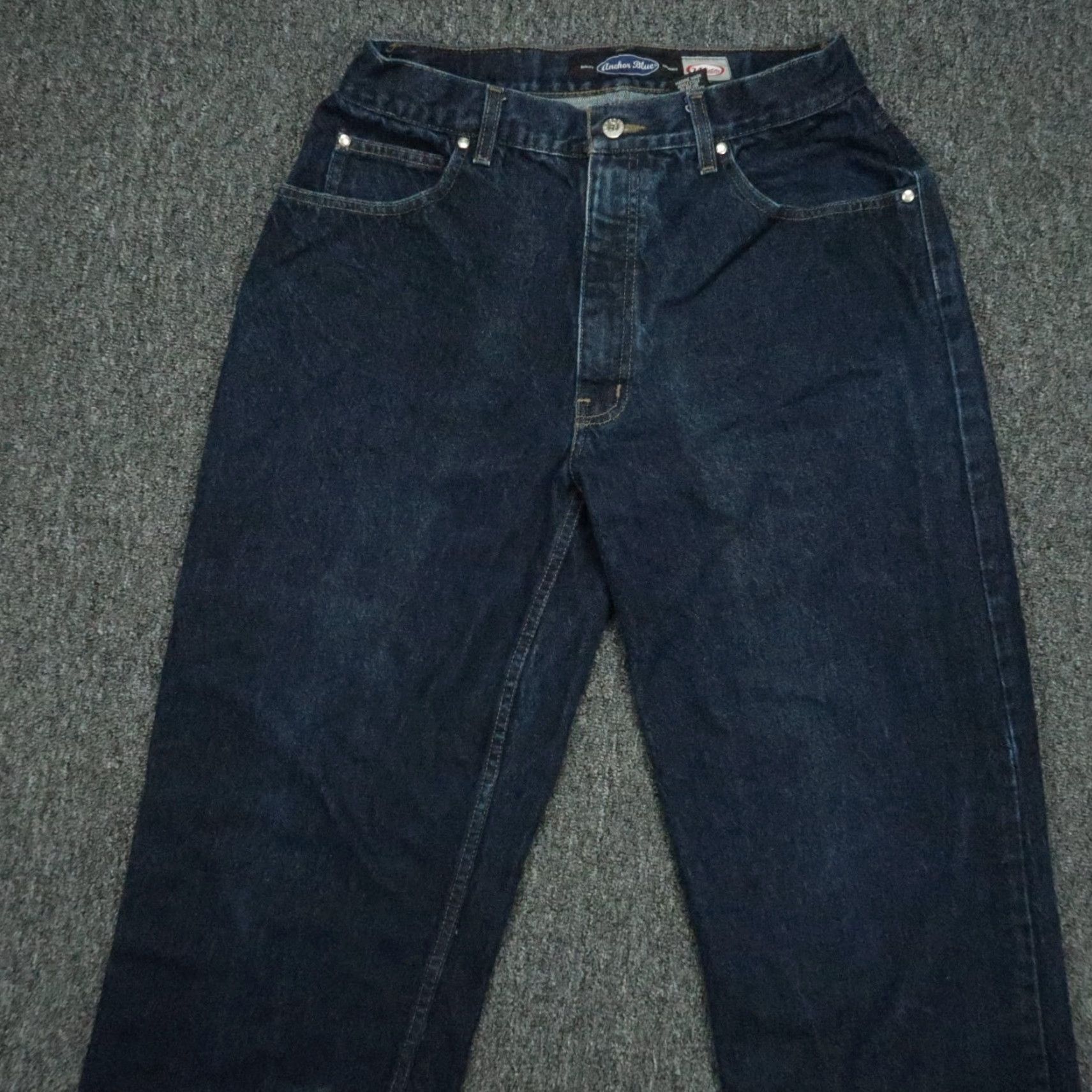 Anchor Blue VINTAGE Anchor Blue Jeans 31x28 Wide Leg Relaxed Fit Baggy Dark Blue 90s Y2K Mens Size US 31 - 2 Thumbnail