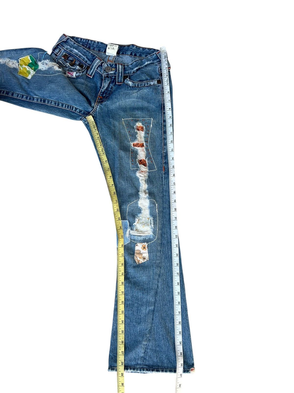 True Religion × Vintage 2000s True Religion Woodstock Patchwork Denim Bootcut Jeans Size 27" / US 4 / IT 40 - 6 Thumbnail