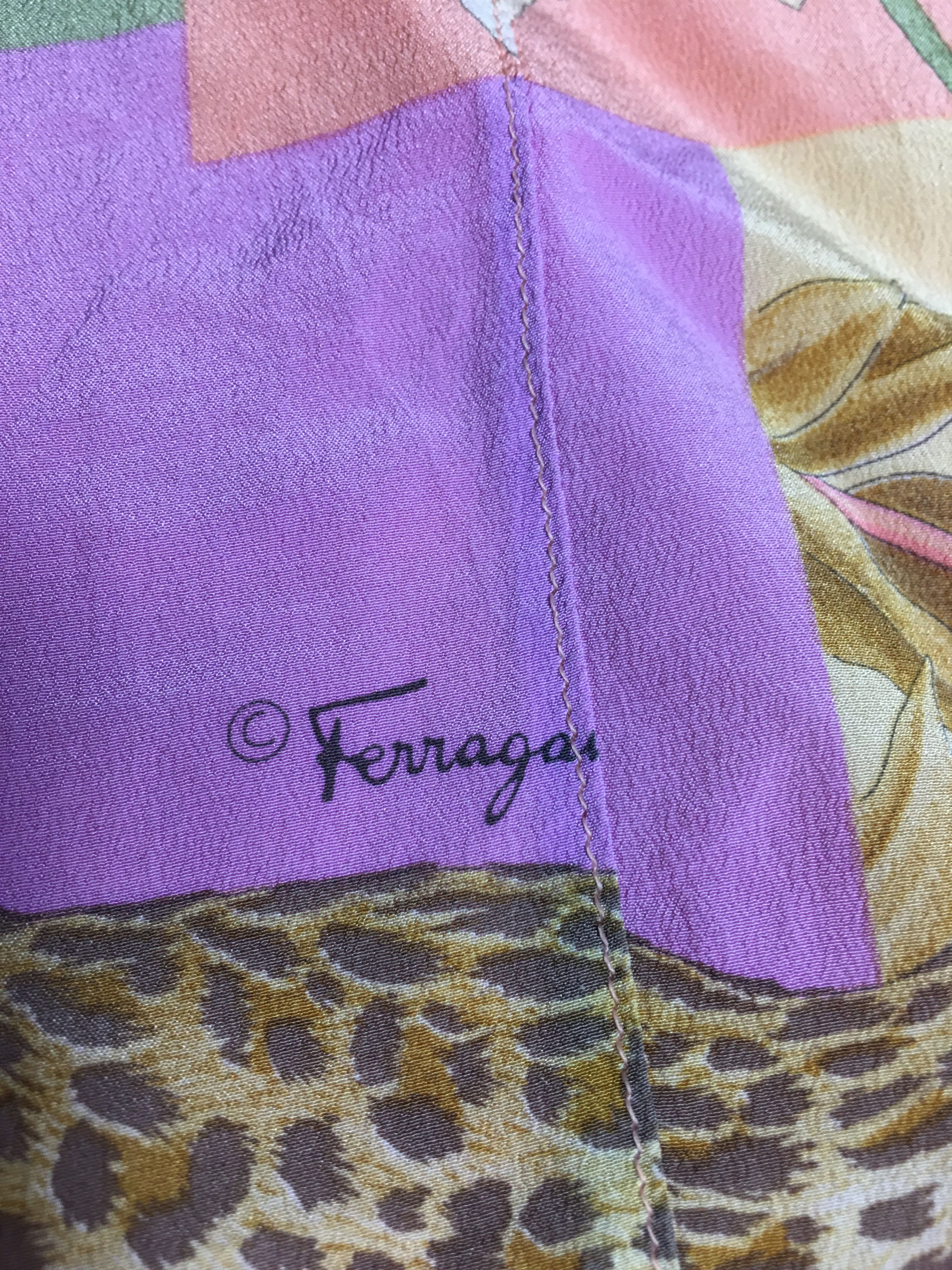 Salvatore Ferragamo Salvatore Ferragamo Silk Cotton Jungle Print Top Size M Size M / US 6-8 / IT 42-44 - 9 Thumbnail