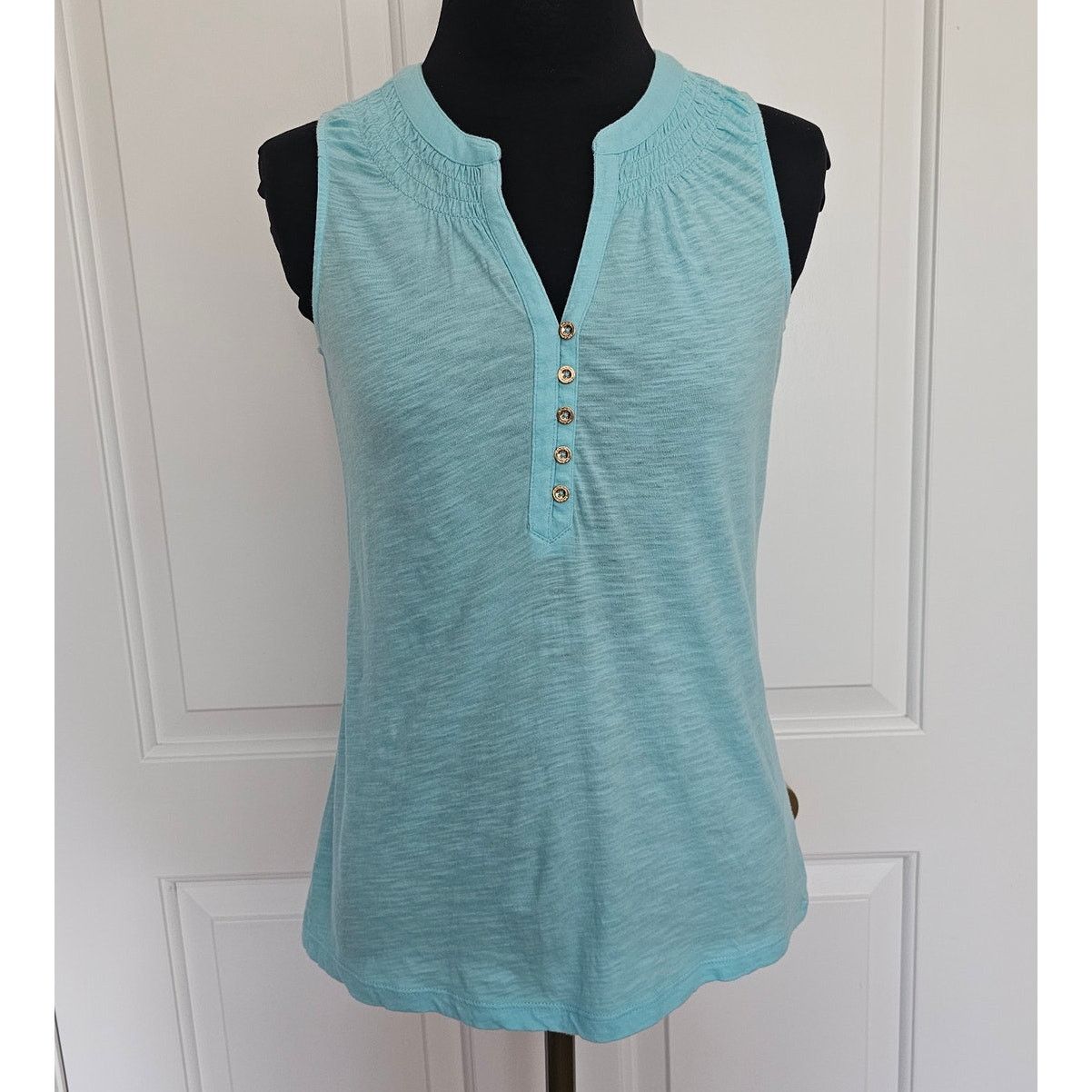 Lilly Pulitzer Lilly Pulitzer 100% Cotton Essie Top Blue Ibiza Tank XXS Size M / US 6-8 / IT 42-44 - 2 Thumbnail
