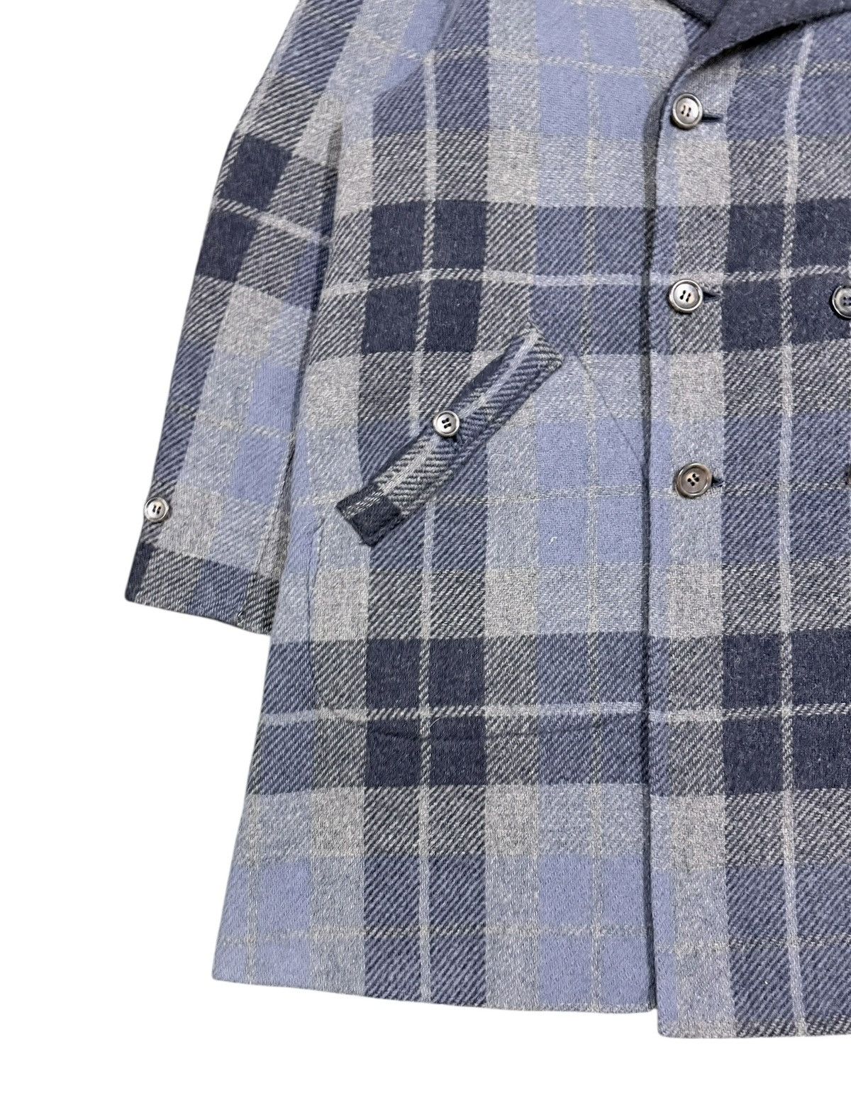 45rpm Vtg🔥45rpmStudio Mohair Indigo/Tartan Revesible Trench Jacket Size US L / EU 52-54 / 3 - 17 Thumbnail