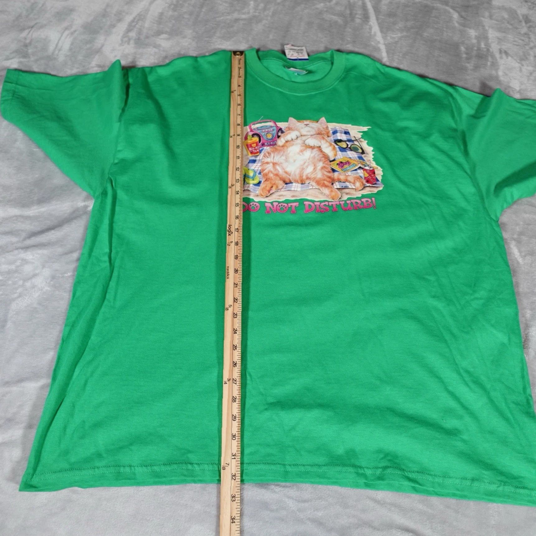 Vintage VINTAGE Do Not Disturb Cat T-Shirt Mens 3XL Green Funny Graphic Print Crew Neck Cotton Shirt Summer Fall 2000s Size US XXL / EU 58 / 5 - 6 Thumbnail