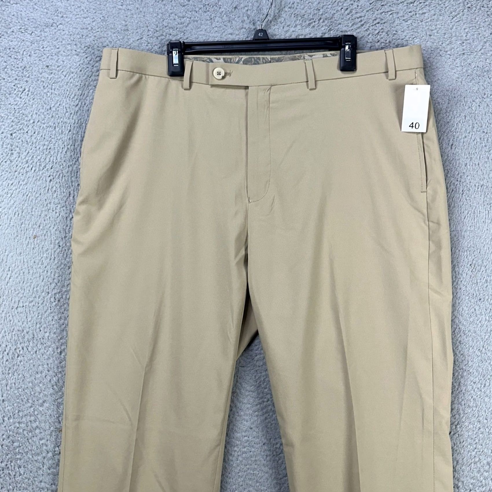 Banana Republic VINTAGE? (No) Banana Republic Gavin Mens Dress Pants 40X32 Tan Flat Front Straight Stretch NEW Size US 40 / EU 56 - 4 Thumbnail