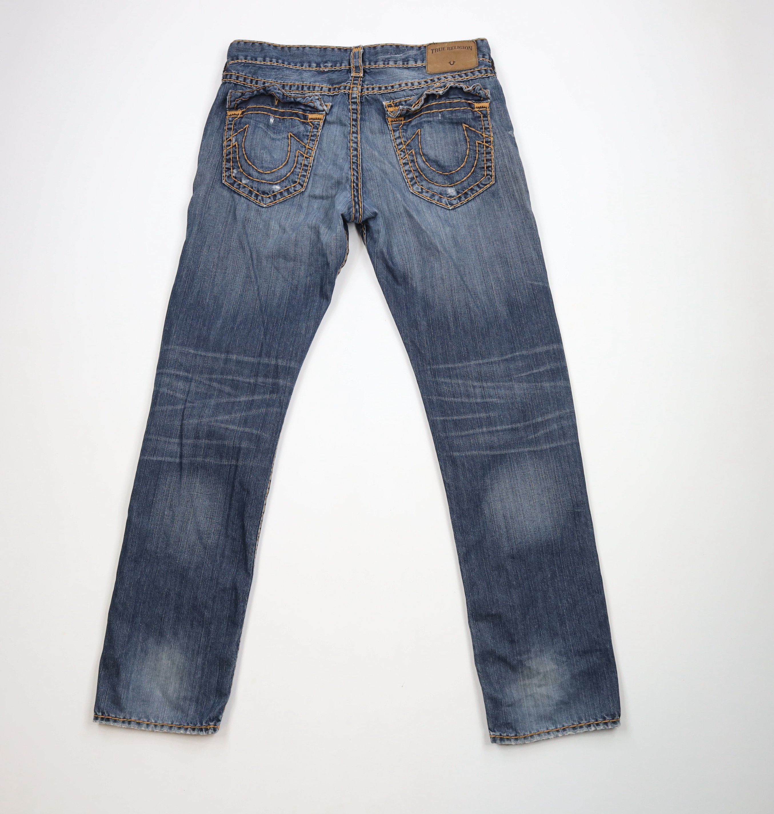 True Religion × Vintage True Religion Relaxed Slim Thick Stitch Denim Jeans USA Blue Size US 36 / EU 52 - 11 Thumbnail