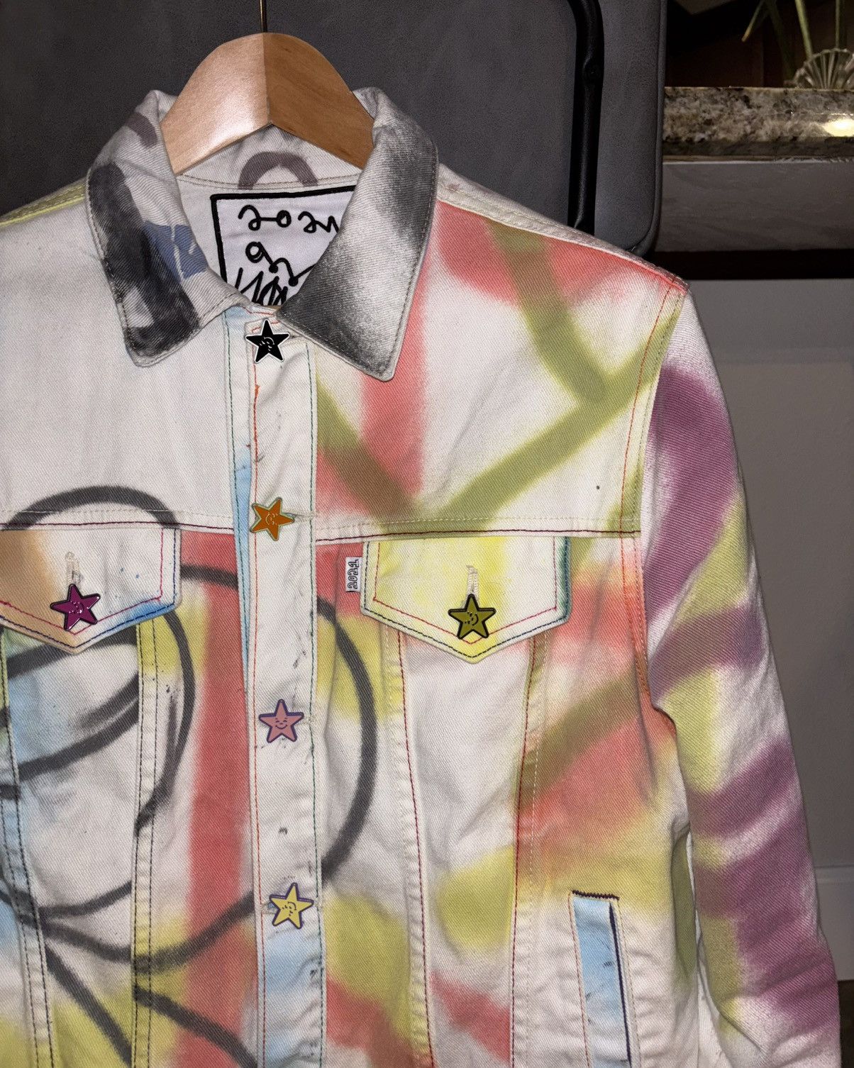 Asspizza × Designer 2021 Asspizza Painted White Denim Jacket Men’s Medium 1/1 Size US M / EU 48-50 / 2 - 3 Thumbnail