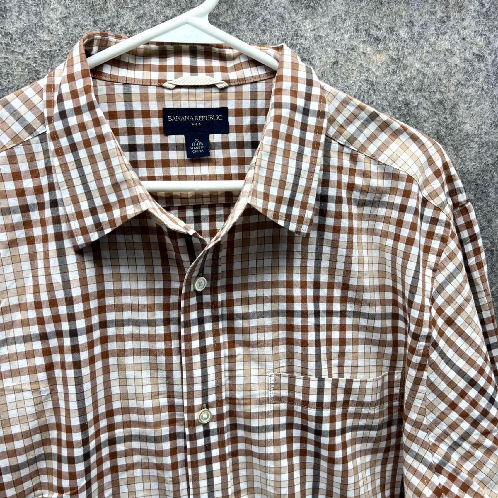Banana Republic Banana Republic Shirt Men XL Beige Plaid Button-Down Collar-Long Sleeve Casual Formal Workwear Shirt-Size XL Mens Size US XL / EU 56 / 4 - 4 Thumbnail