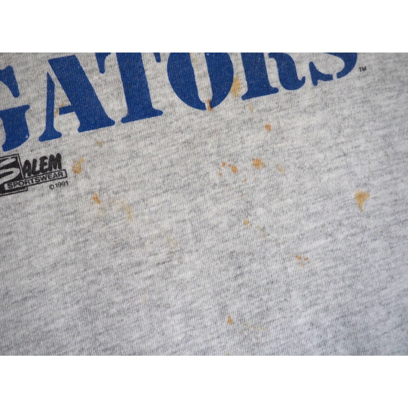 Vintage VTG Salem University Florida Gators Gray College Tee T-Shirt Mens L Graphic Tee 1990s US Made Cotton Short Sleeve Mens Gators Shirt Size US L / EU 52-54 / 3 - 6 Thumbnail