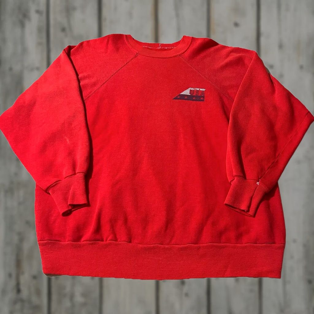 Vintage VINTAGE Sweatshirt USA Red All The Way 70s Size M Men Pullover Size US M / EU 48-50 / 2 - 1 Thumbnail