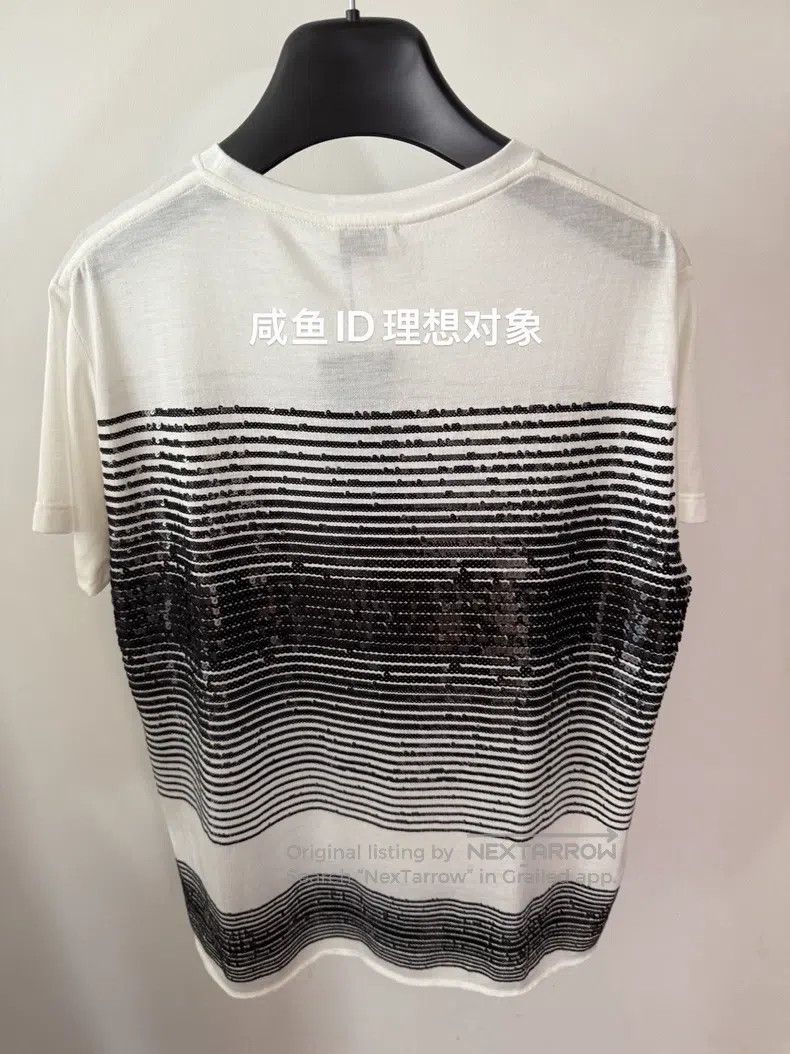 Saint Laurent Paris Saint Laurent Paris White T-Shirt with Black Scale Knit Size US L / EU 52-54 / 3 - 2 Thumbnail