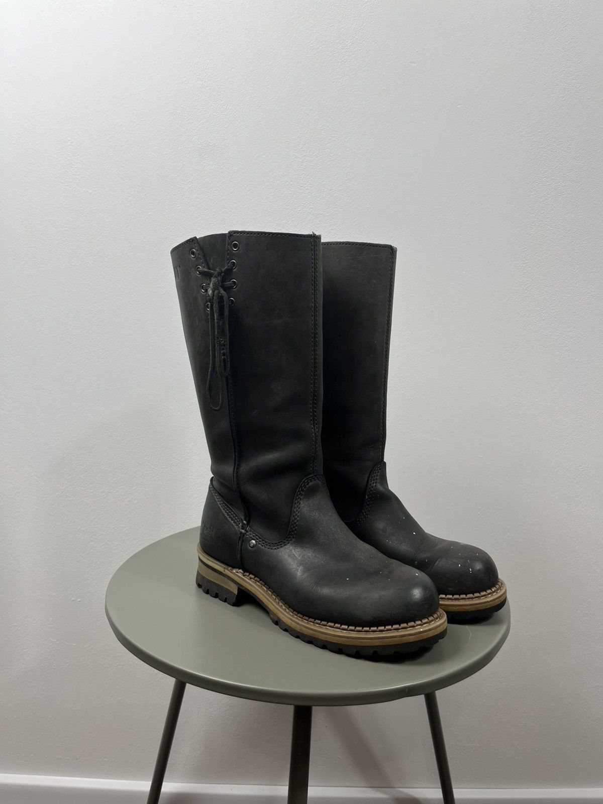 Caterpillar CAT black leather engineer boots rugged work style size 37 Size US 6 / IT 36 - 1 Thumbnail