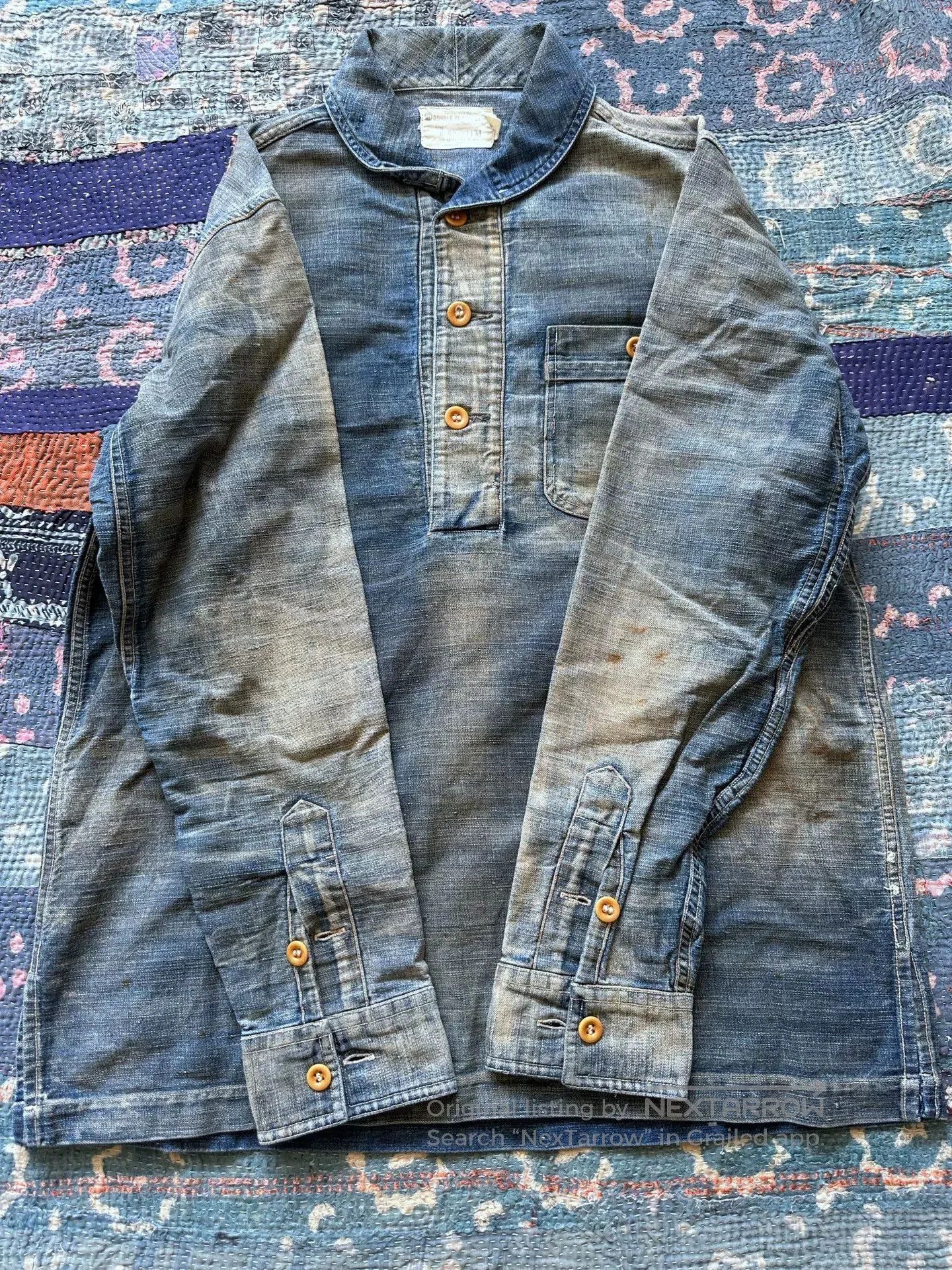 RRL Ralph Lauren vintage washed denim pullover shirt. Size US M / EU 48-50 / 2 - 5 Thumbnail