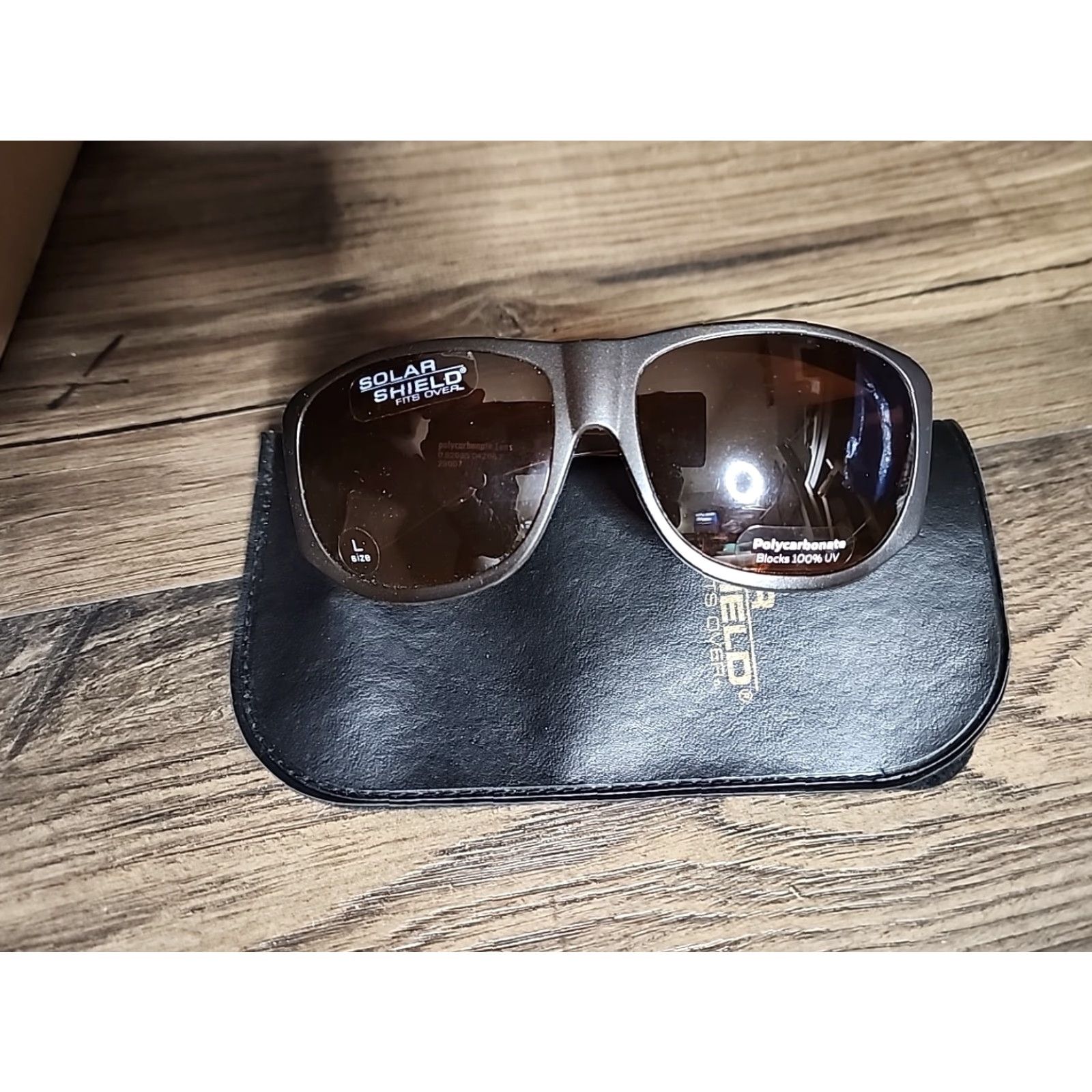 Vintage Solar Shield Fits Over Sunglasses Brown Amber Polycarbonate Blocks 100% UV UV Protection UVA Shield Sunglasses Unisex Plastic Brown 100% UV Sunglasses Size ONE SIZE - 2 Thumbnail