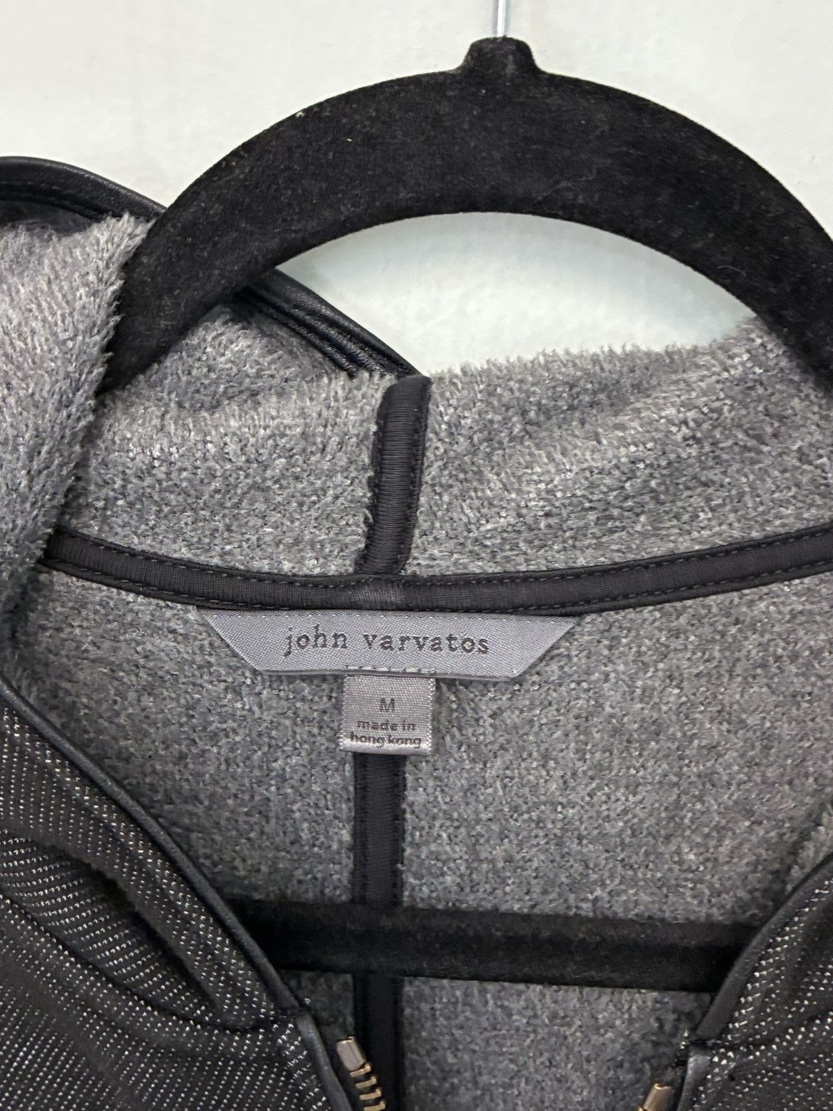 John Varvatos Zip-Up leather trim Hoodie medium. Size US M / EU 48-50 / 2 - 3 Thumbnail