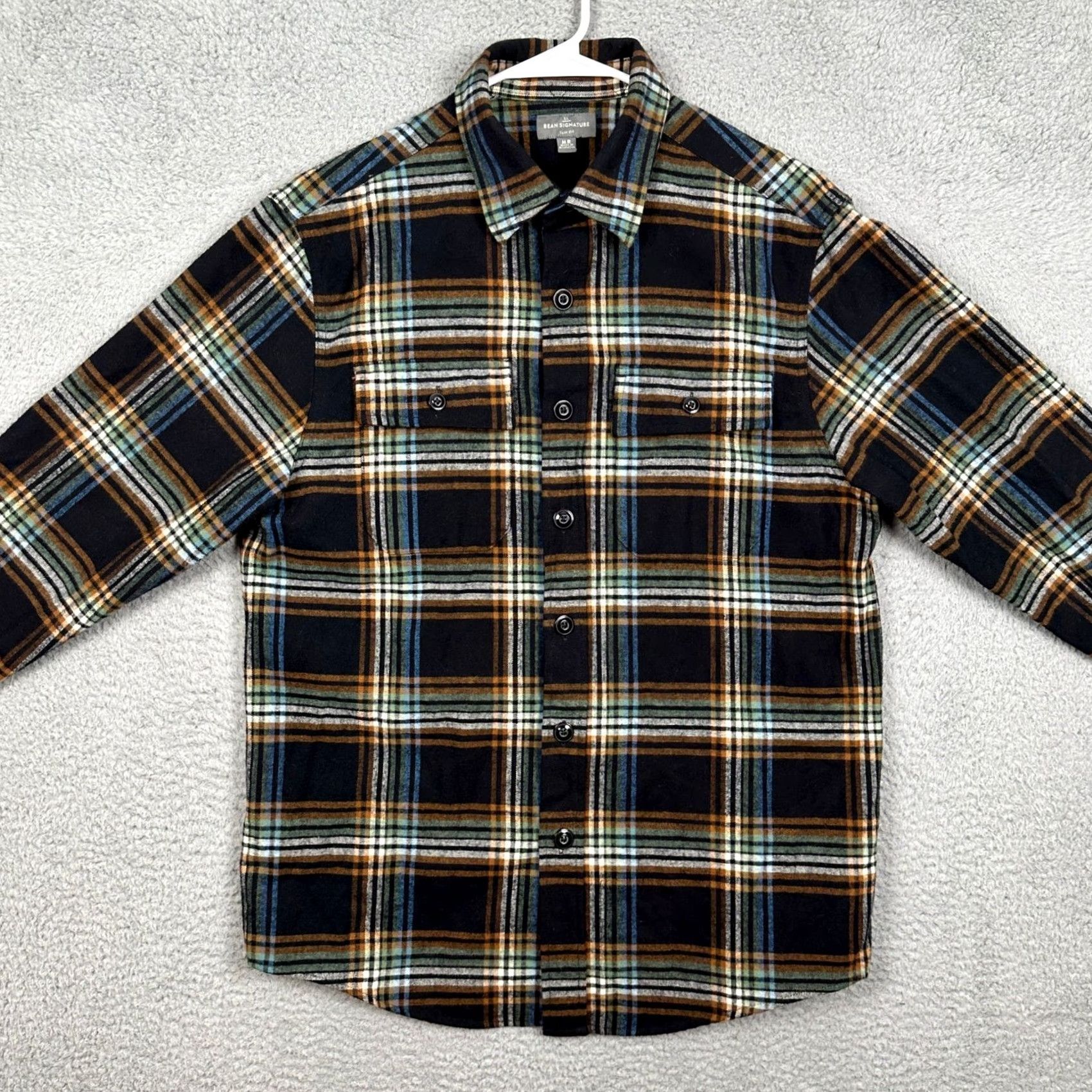 Vintage L.L. Bean Signature Shirt Mens Medium Black Slim Fit Flannel Plaid Button Up EUC Size US M / EU 48-50 / 2 - 3 Thumbnail
