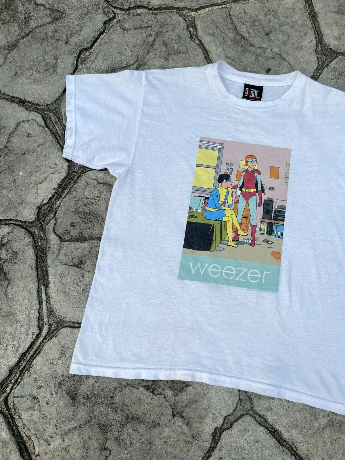 Band Tees × Vintage 2001 WEEZER SUPERMAN WHITE TEE Size US M / EU 48-50 / 2 - 2 Thumbnail