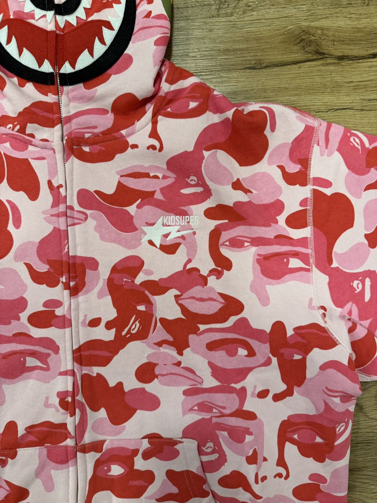 Bape BAPE x KidSuper Full Zip Shark Hoodie – Pink Camo Size US XXL / EU 58 / 5 - 7 Thumbnail