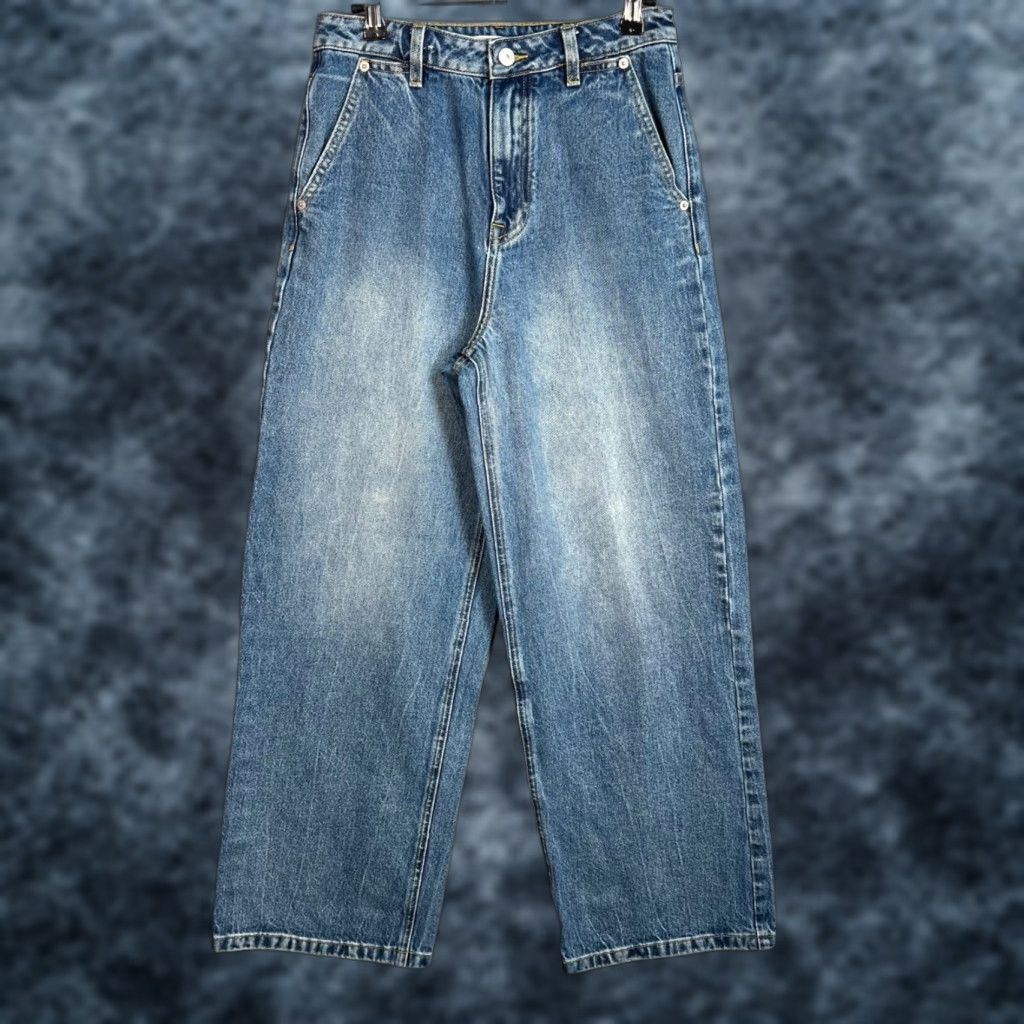Tageechita Women's Jeans Denim Blue Cotton Mid-Rise Straight 29 In Inseam Size M