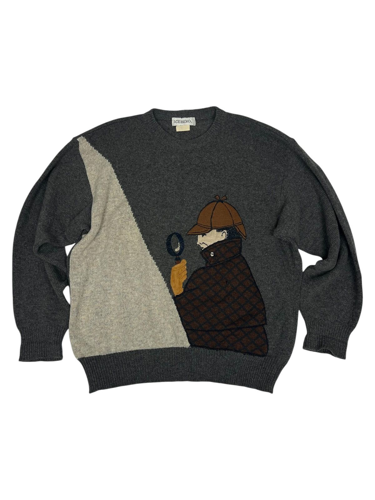 Iceberg Vintage 90s Iceberg Sherlock Holmes wool knitted sweater Size US XL / EU 56 / 4 - 1 Thumbnail