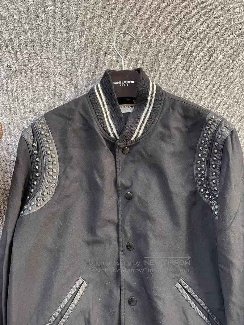 Saint Laurent Paris Saint Laurent Paris Studded Leather and Wool Baseball Jack Size US L / EU 52-54 / 3 - 3 Thumbnail