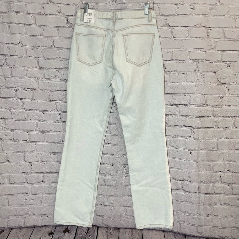 Zara NWT New Zara High Rise Full Length Button Fly Straight Jean Size 30" / US 8 / IT 44 - 4 Thumbnail