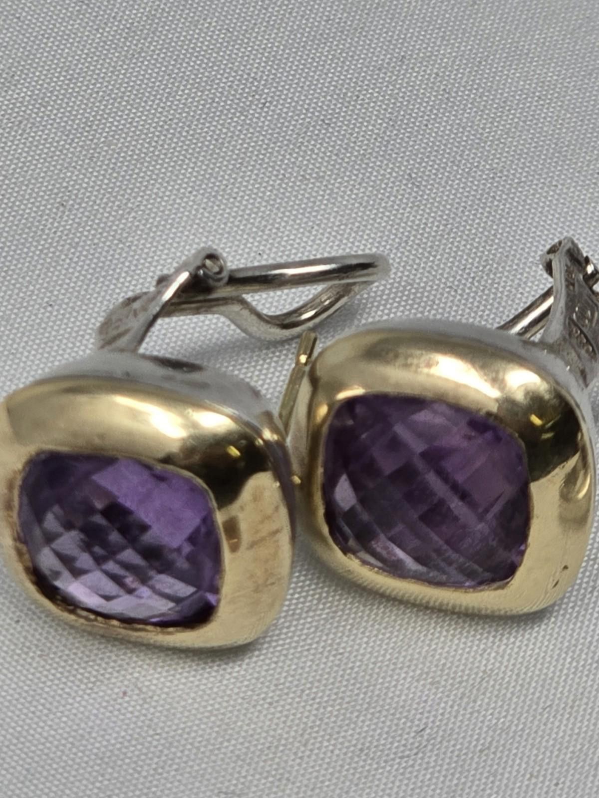 Other 925 Sterling & 18K Gold Amethyst Ring 7.5 + Earrings Set Size ONE SIZE - 2 Thumbnail