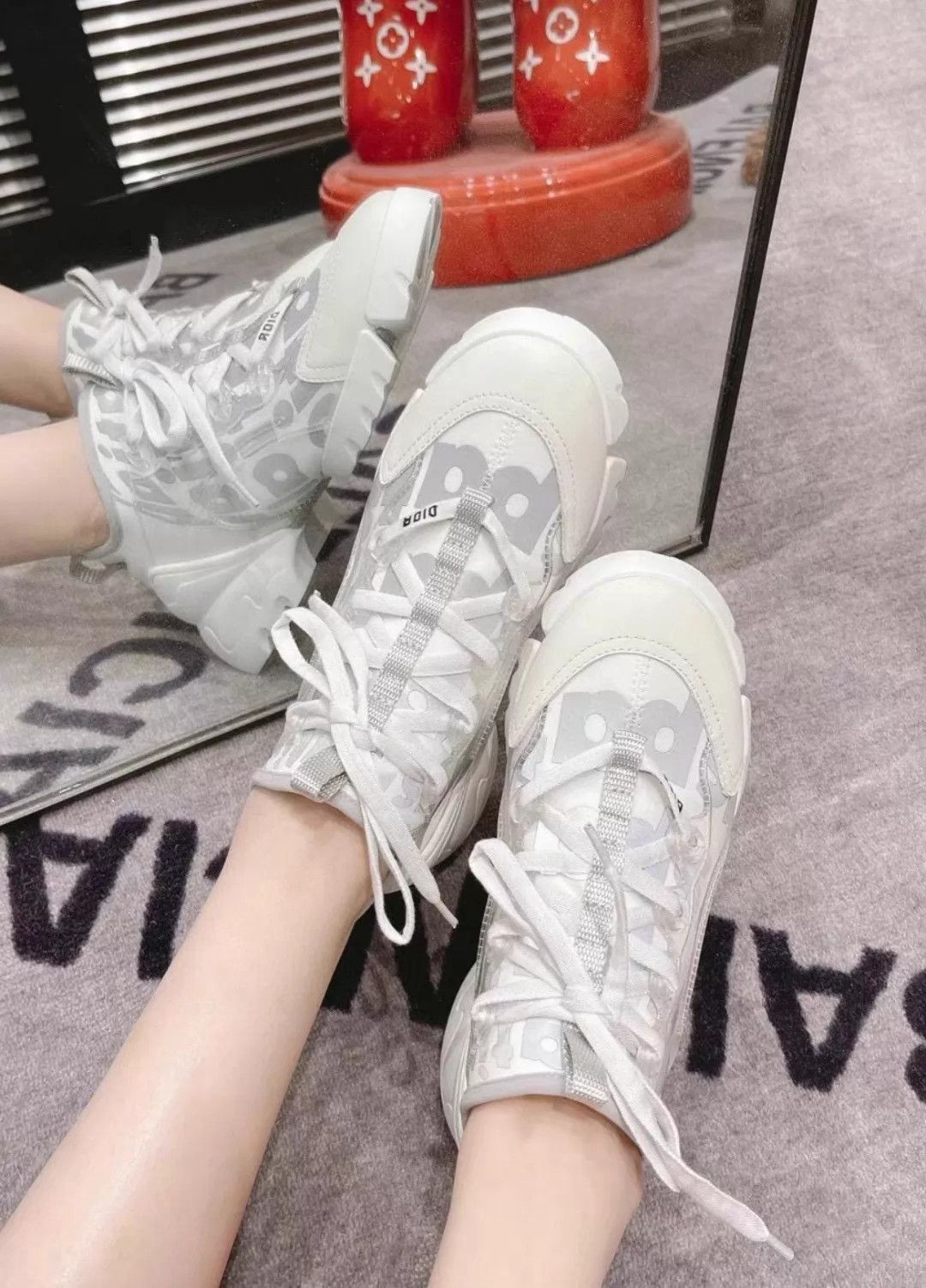 Dior Dior white & gray women's sneakers Size US 6.5 / IT 36.5 - 7 Thumbnail