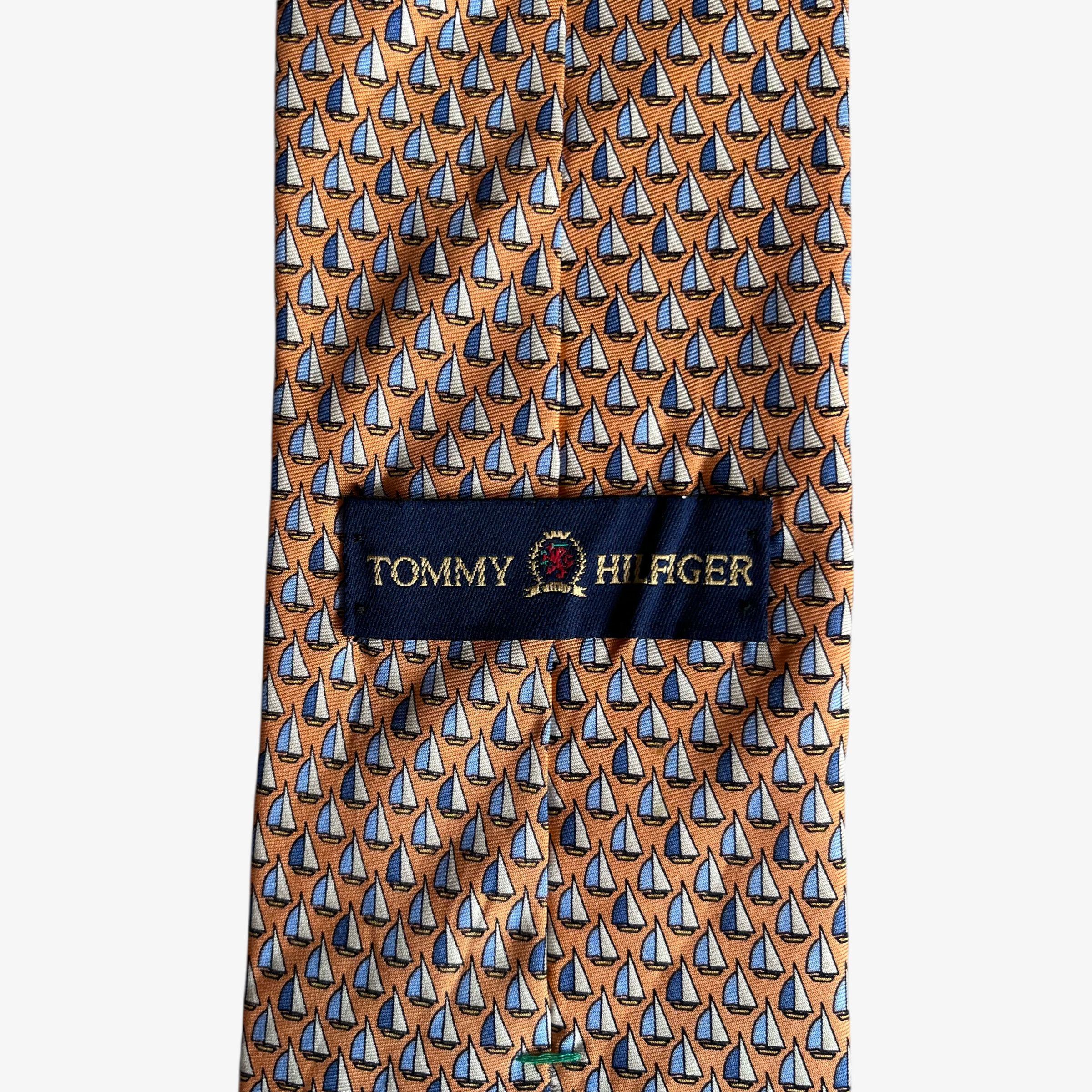 Tommy Hilfiger Vintage 90s Tommy Hilfiger Sailing Boat Orange Silk Tie Size ONE SIZE - 2 Thumbnail