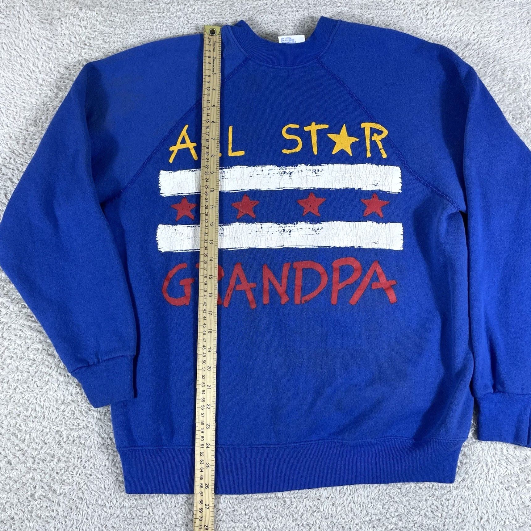 Tultex VINTAGE Tultex All Star Grandpa Crewneck Sweatshirt Adult Medium Blue 90s 80s Raglan Mens Crew Neck Pullover Sweatshirt Size US M / EU 48-50 / 2 - 5 Thumbnail