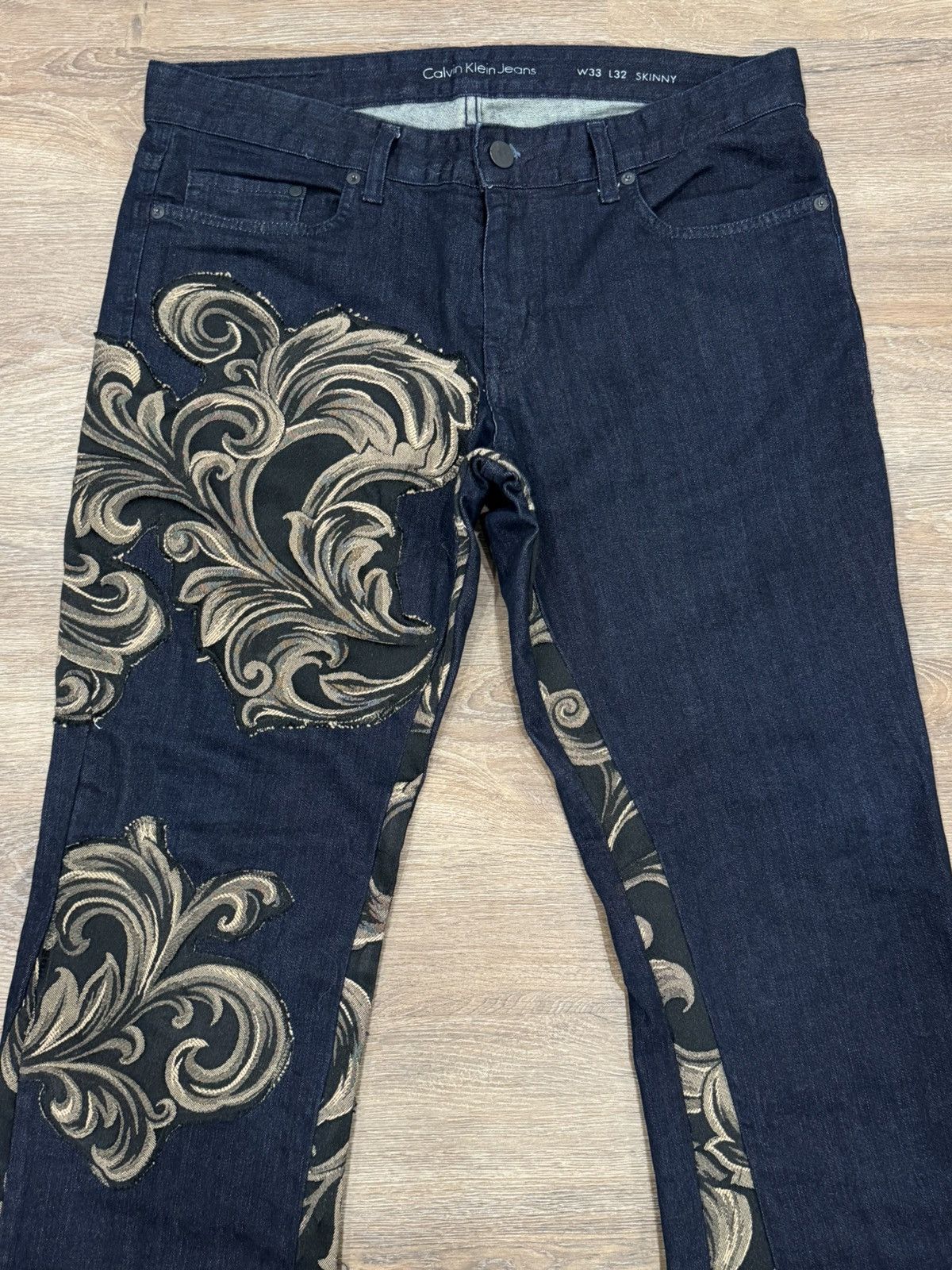 Calvin Klein Calvin Klein Jeans Baroque custom Patchwork Flare Denim Size US 33 - 3 Thumbnail