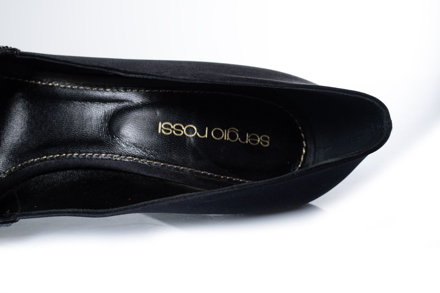 Sergio Rossi Sergio Rossi, black satin pumps with strass Size US 6.5 / IT 36.5 - 8 Thumbnail