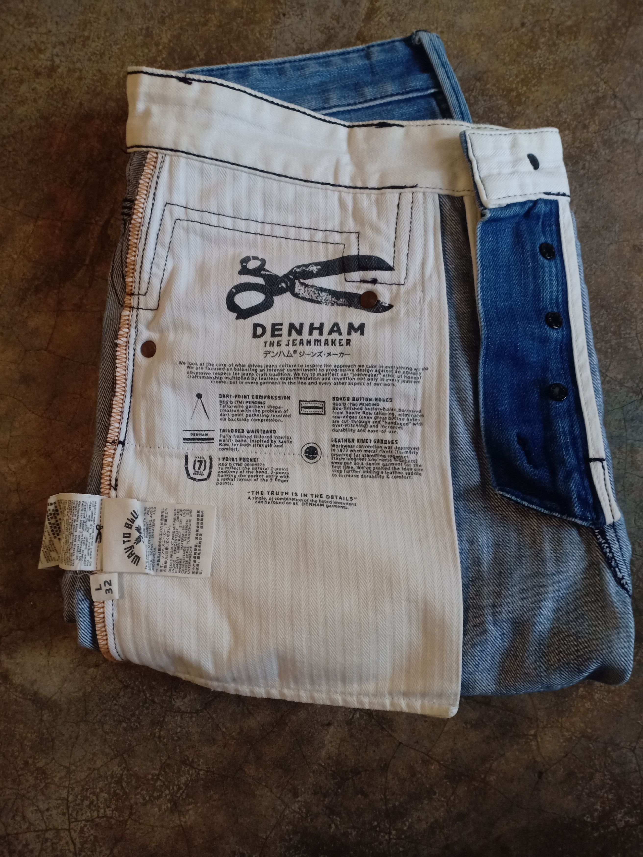 DENHAM Highly Hand Crafted Japanese Denim Very High Class Quality Size US 32 / EU 48 - 1 Thumbnail