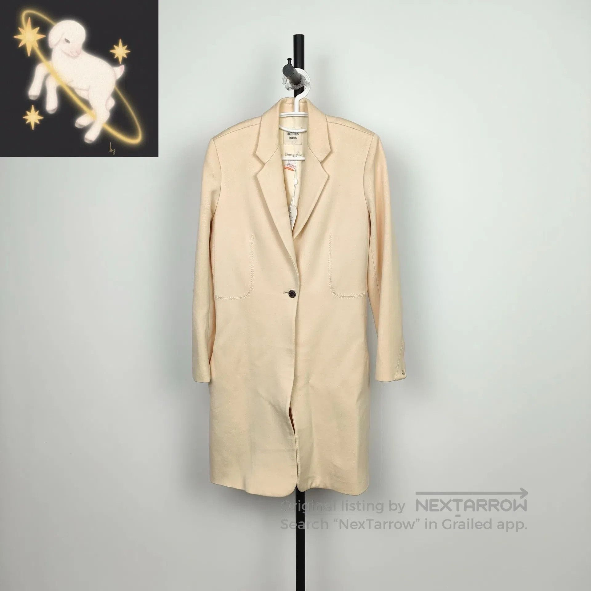 Hermes Hermes Off-white Lapel Long-sleeve Wool Long Coat Size 36| Size XS / US 0-2 / IT 36-38 - 1 Thumbnail