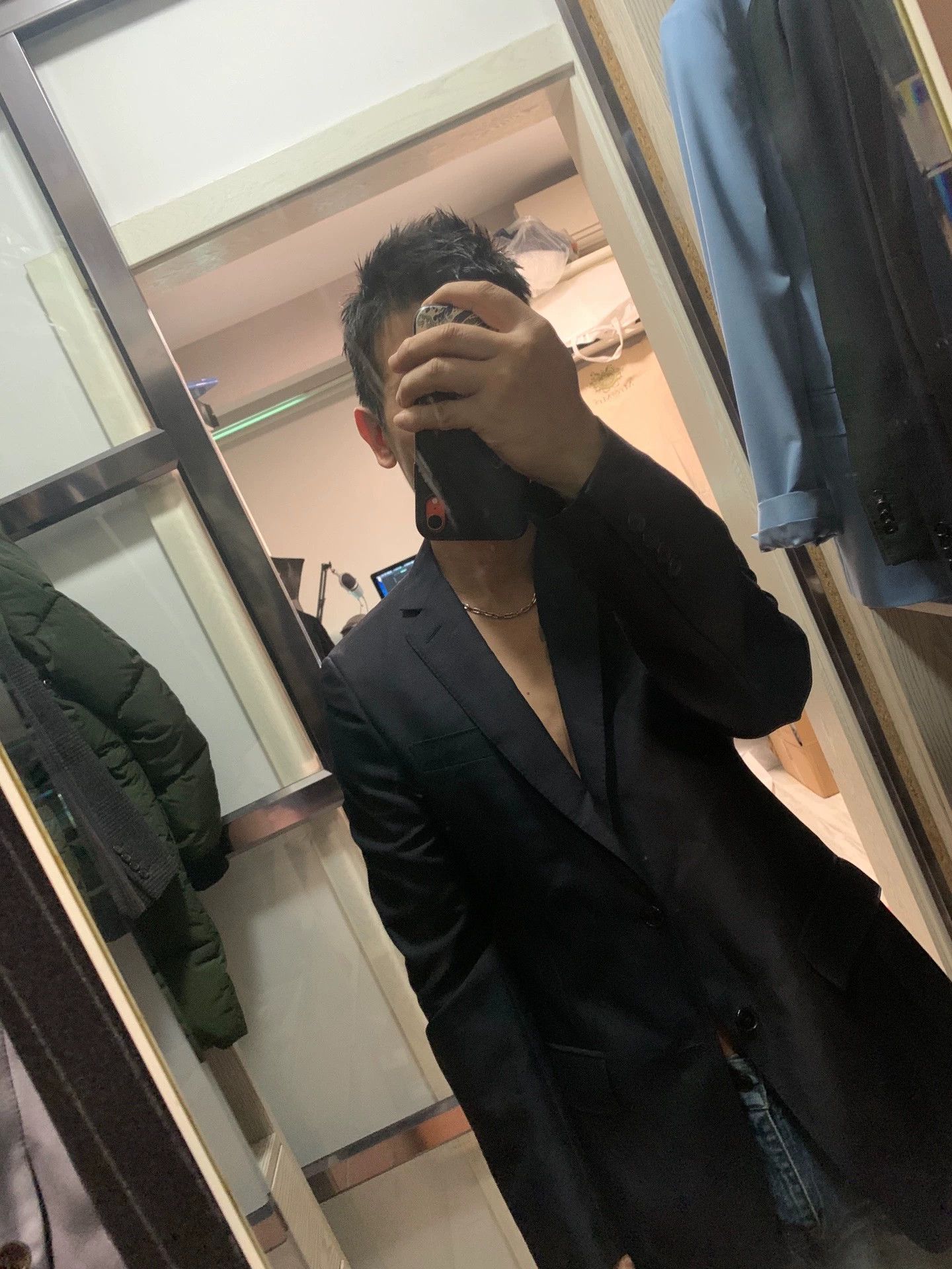 Calvin Klein CK 205W39NYC Raf Simons Wool Mohair Slim Navy Blazer46 Size 46S - 1 Thumbnail