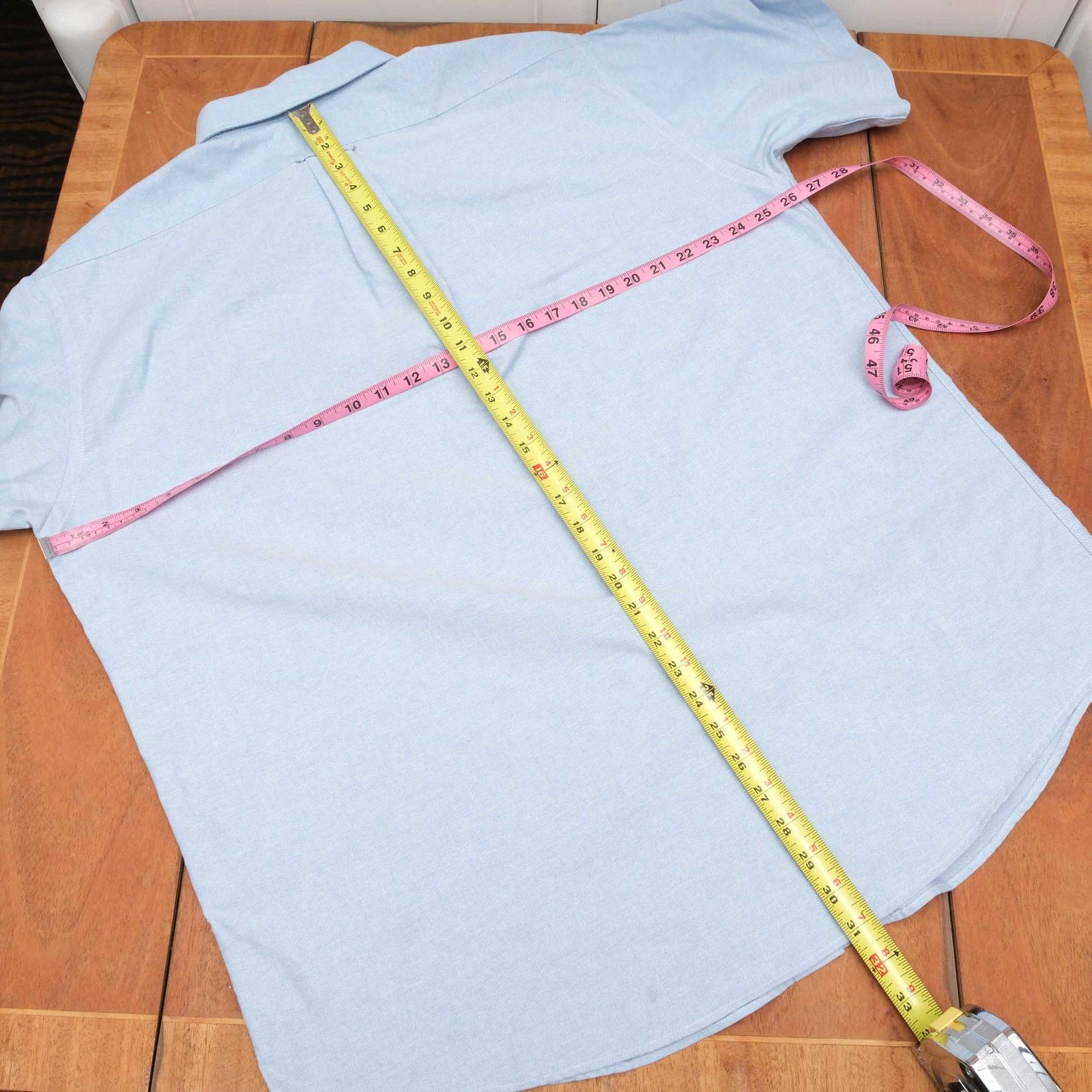 Haggar VTG Haggar Made in USA Blue Short Sleeve Button Down 17.5 Size US XL / EU 56 / 4 - 6 Thumbnail