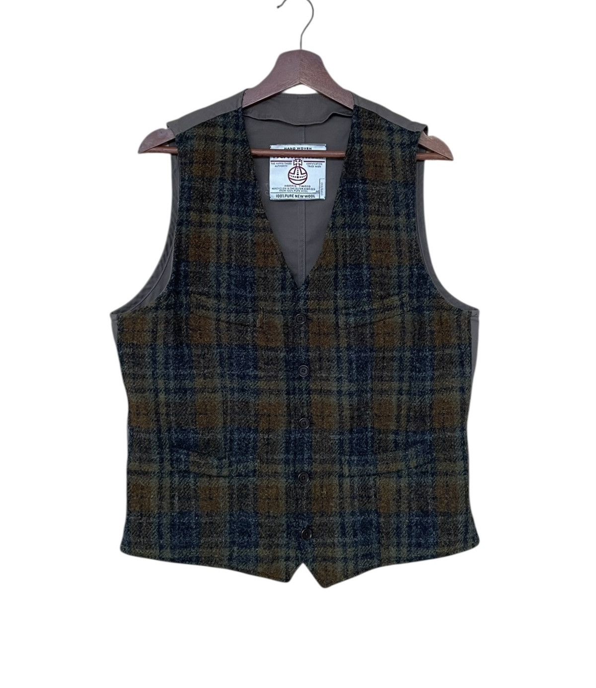 Harris Tweed × Vintage Vintage Brand Harris Tweed Wool Checkered Vest 1990s Size US L / EU 52-54 / 3 - 1 Thumbnail